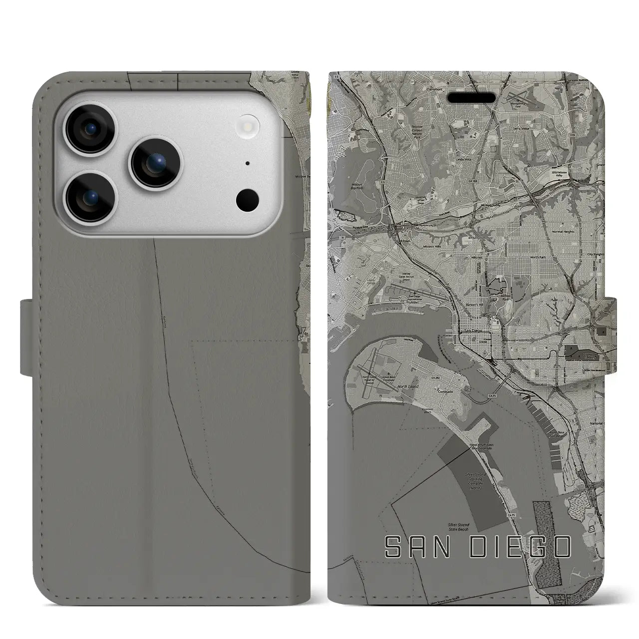 【サンディエゴ(アメリカ)】地図柄iPhoneケース(手帳タイプ)