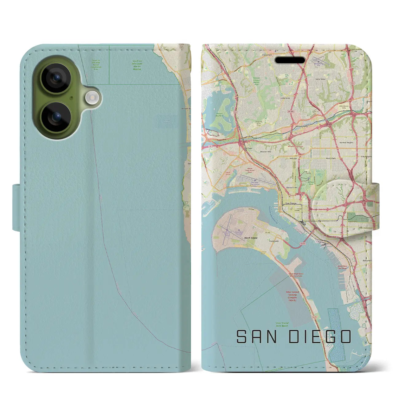 【サンディエゴ(アメリカ)】地図柄iPhoneケース(手帳タイプ)