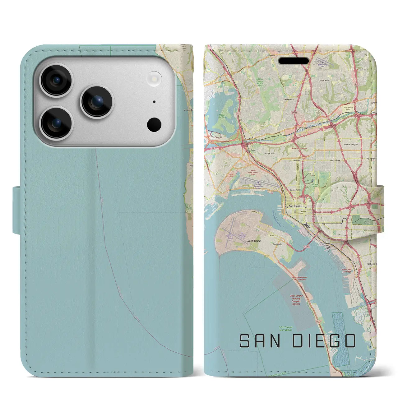 【サンディエゴ(アメリカ)】地図柄iPhoneケース(手帳タイプ)
