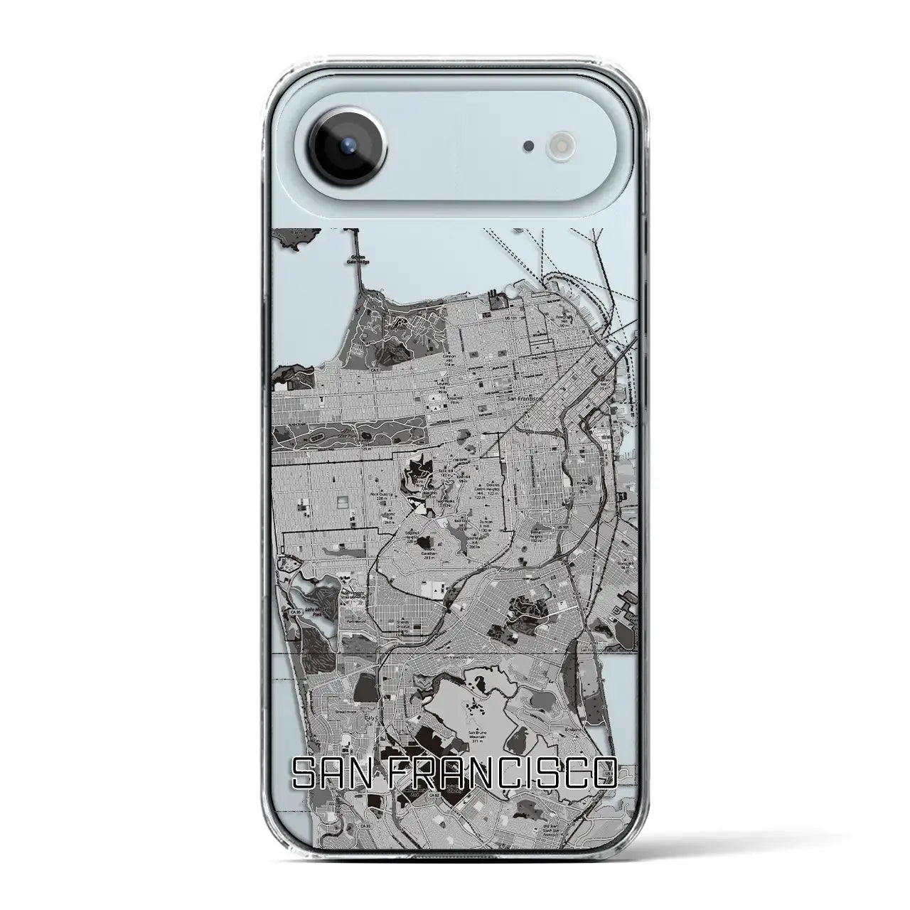 【サンフランシスコ(アメリカ)】地図柄iPhoneケース(クリアタイプ)モノトーン・iPhone 17 Pro Max 用