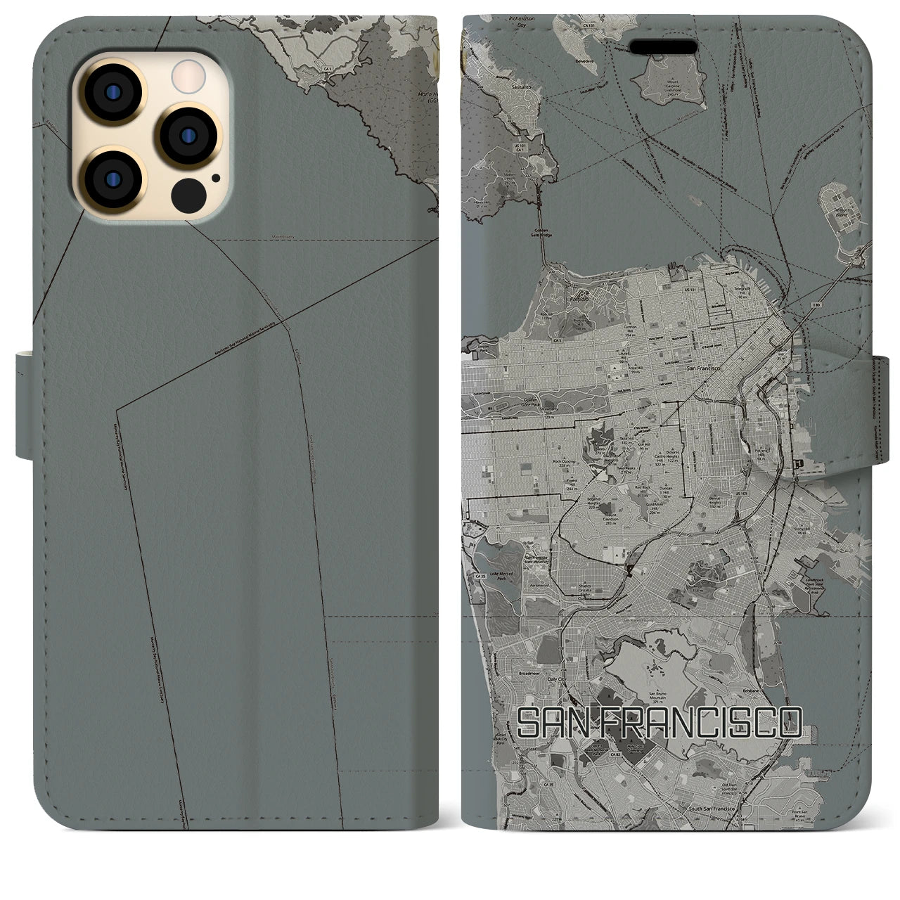 【サンフランシスコ(アメリカ)】地図柄iPhoneケース(手帳タイプ)