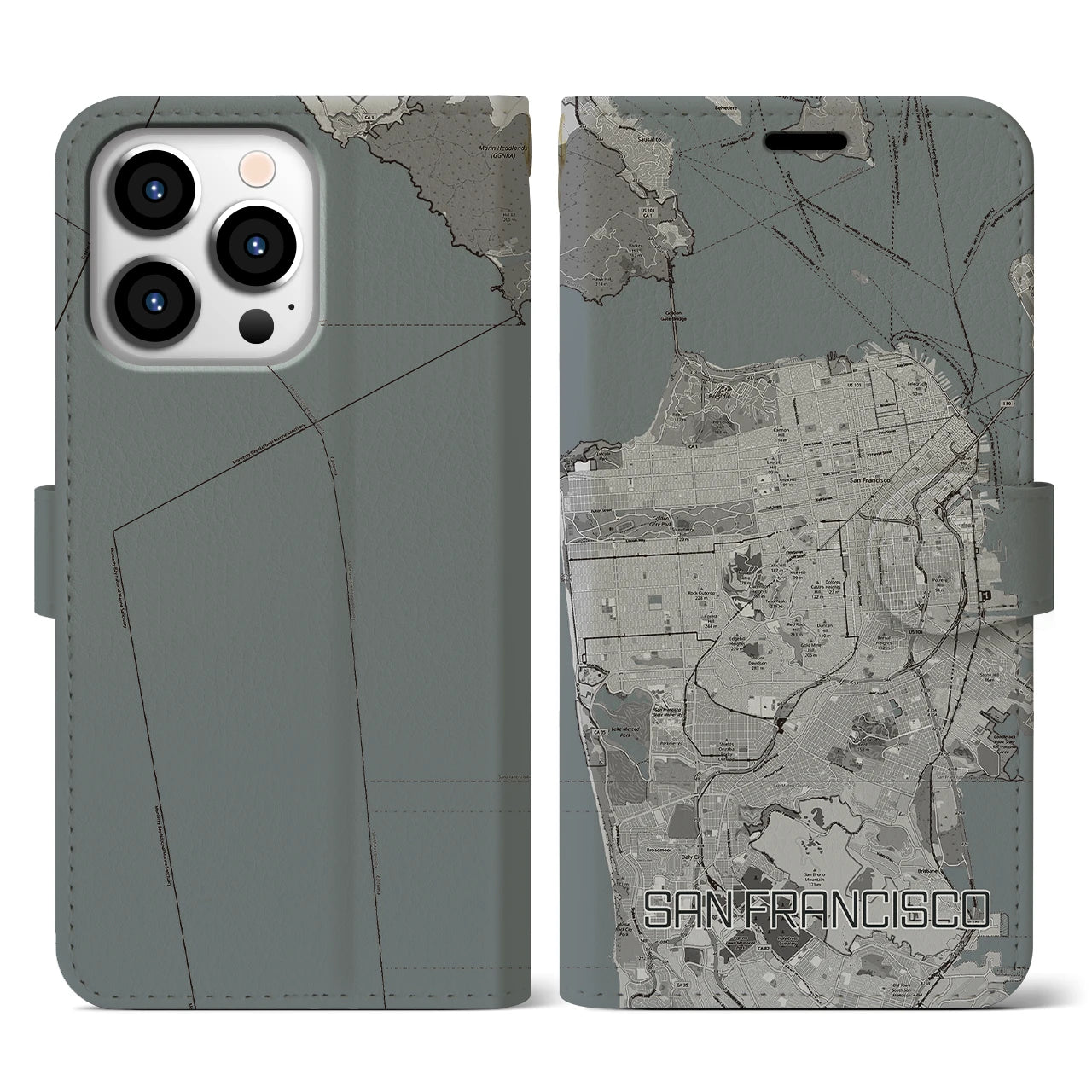 【サンフランシスコ(アメリカ)】地図柄iPhoneケース(手帳タイプ)