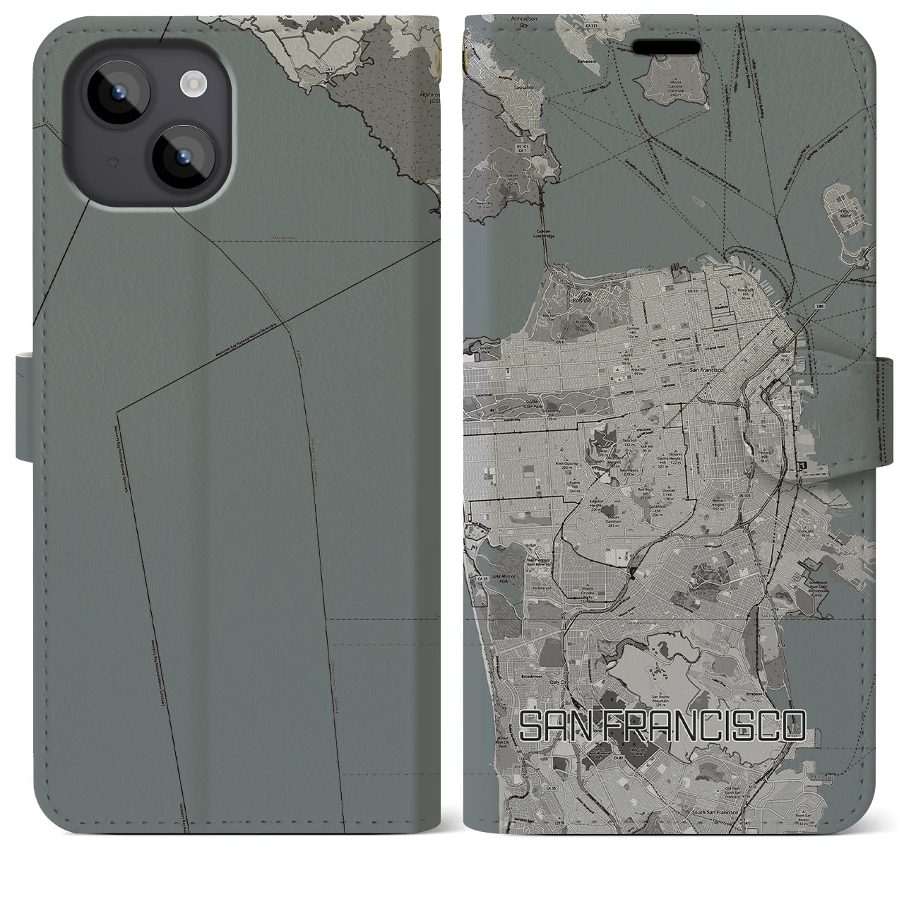 【サンフランシスコ(アメリカ)】地図柄iPhoneケース(手帳タイプ)