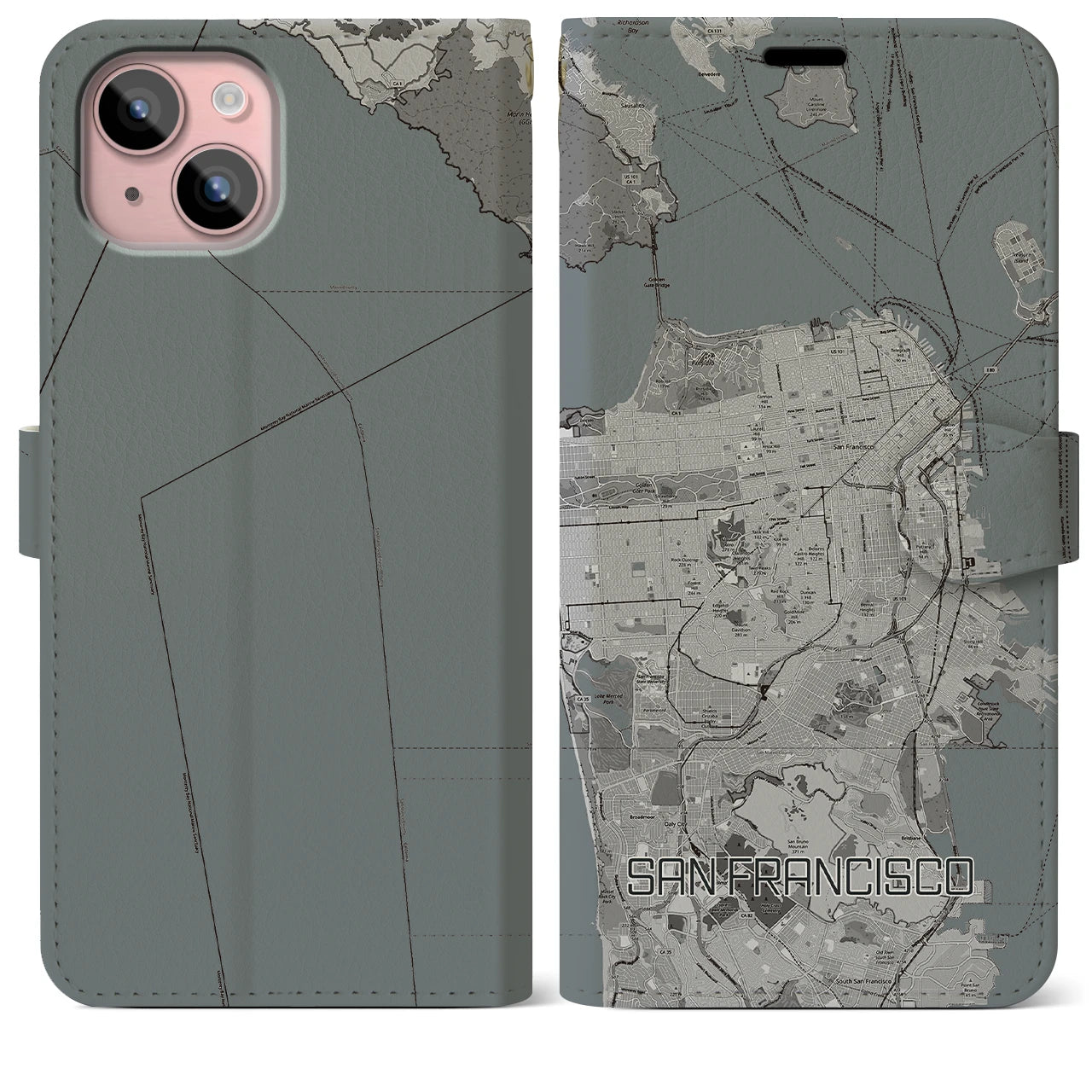 【サンフランシスコ(アメリカ)】地図柄iPhoneケース(手帳タイプ)