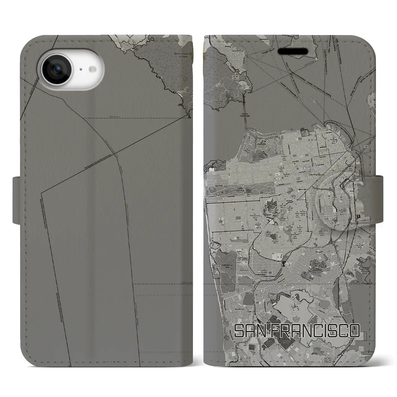 【サンフランシスコ(アメリカ)】地図柄iPhoneケース(手帳タイプ)