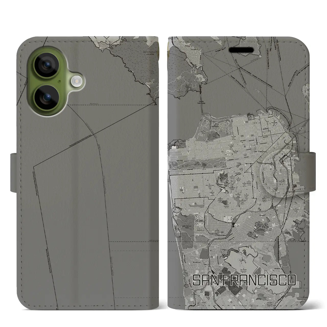 【サンフランシスコ(アメリカ)】地図柄iPhoneケース(手帳タイプ)