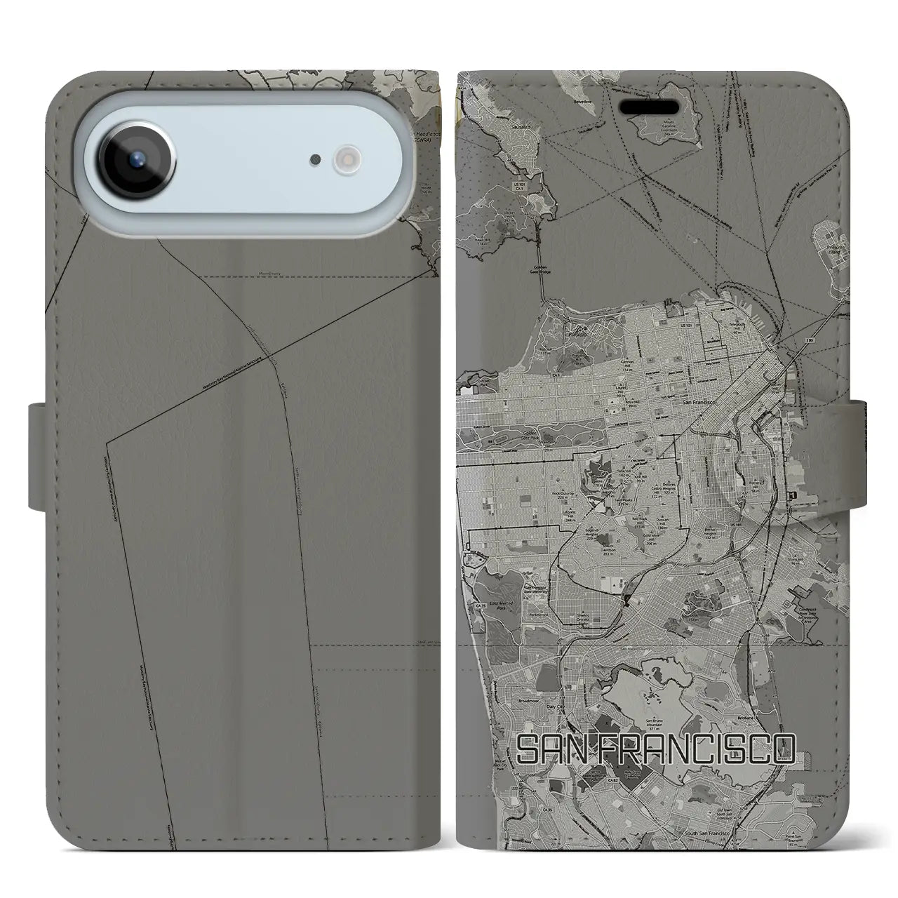 【サンフランシスコ(アメリカ)】地図柄iPhoneケース(手帳タイプ)