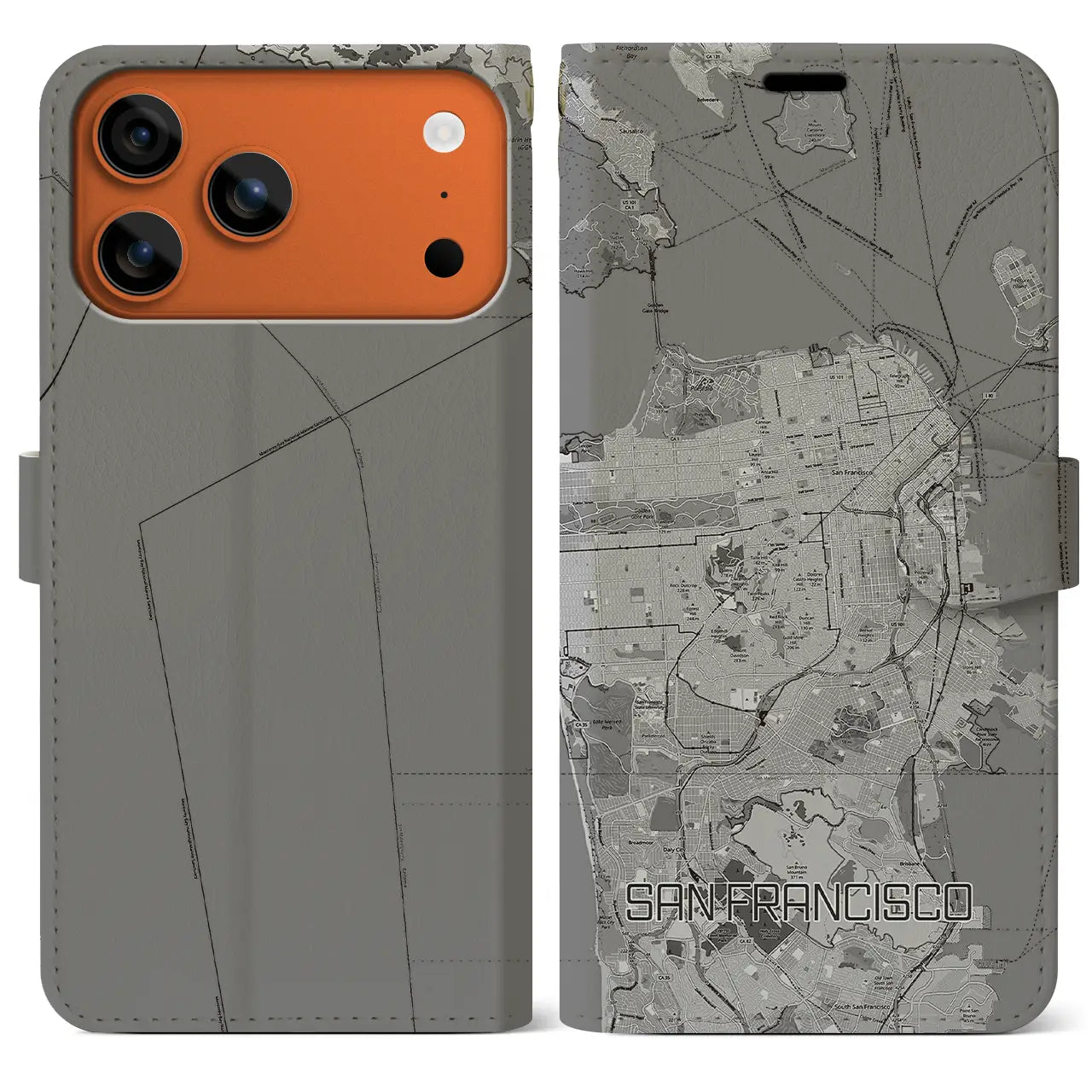 【サンフランシスコ(アメリカ)】地図柄iPhoneケース(手帳タイプ)