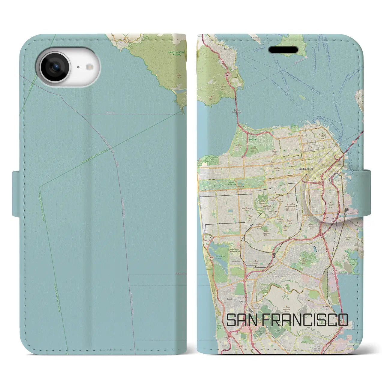 【サンフランシスコ(アメリカ)】地図柄iPhoneケース(手帳タイプ)