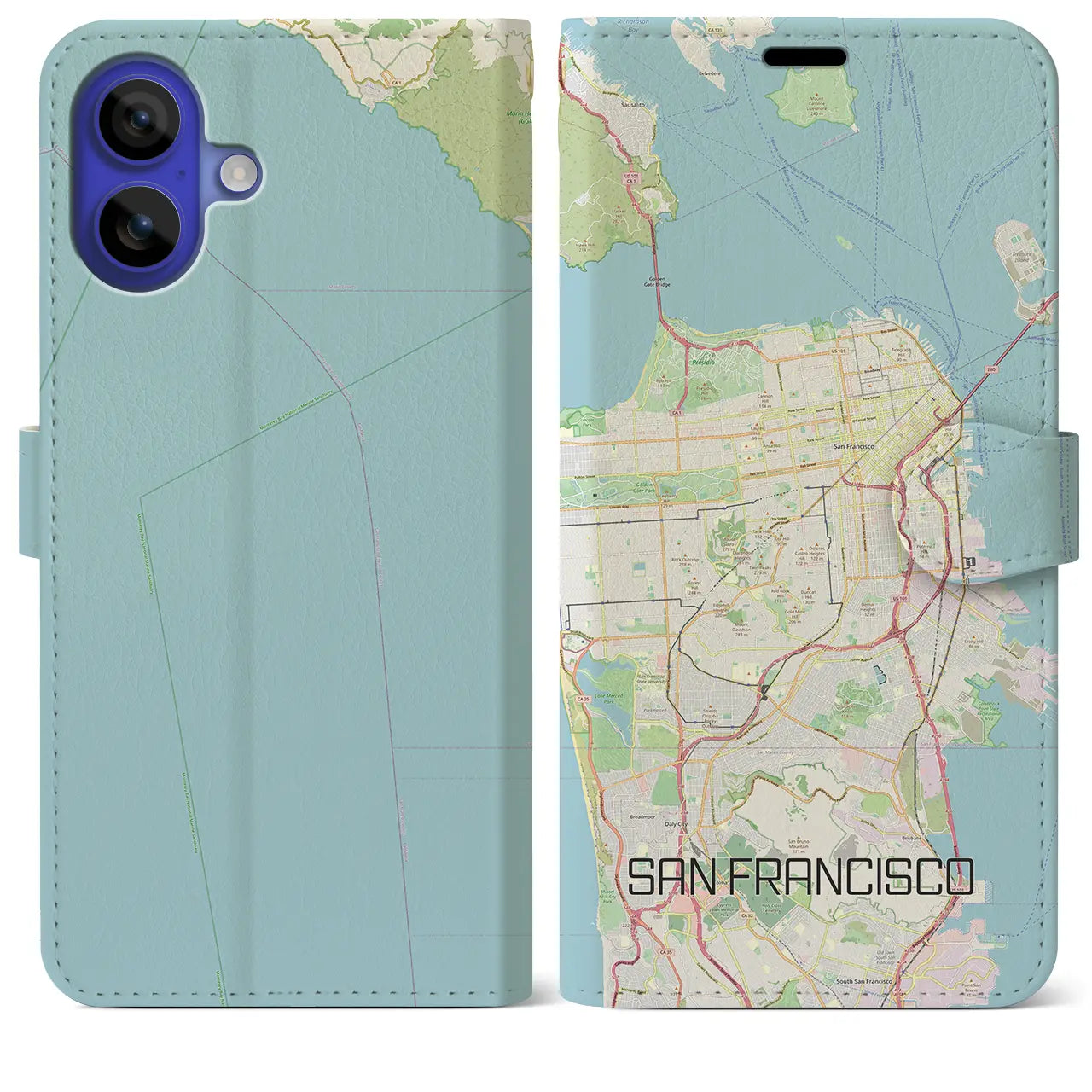 【サンフランシスコ(アメリカ)】地図柄iPhoneケース(手帳タイプ)ナチュラル・iPhone 16 Pro Max 用