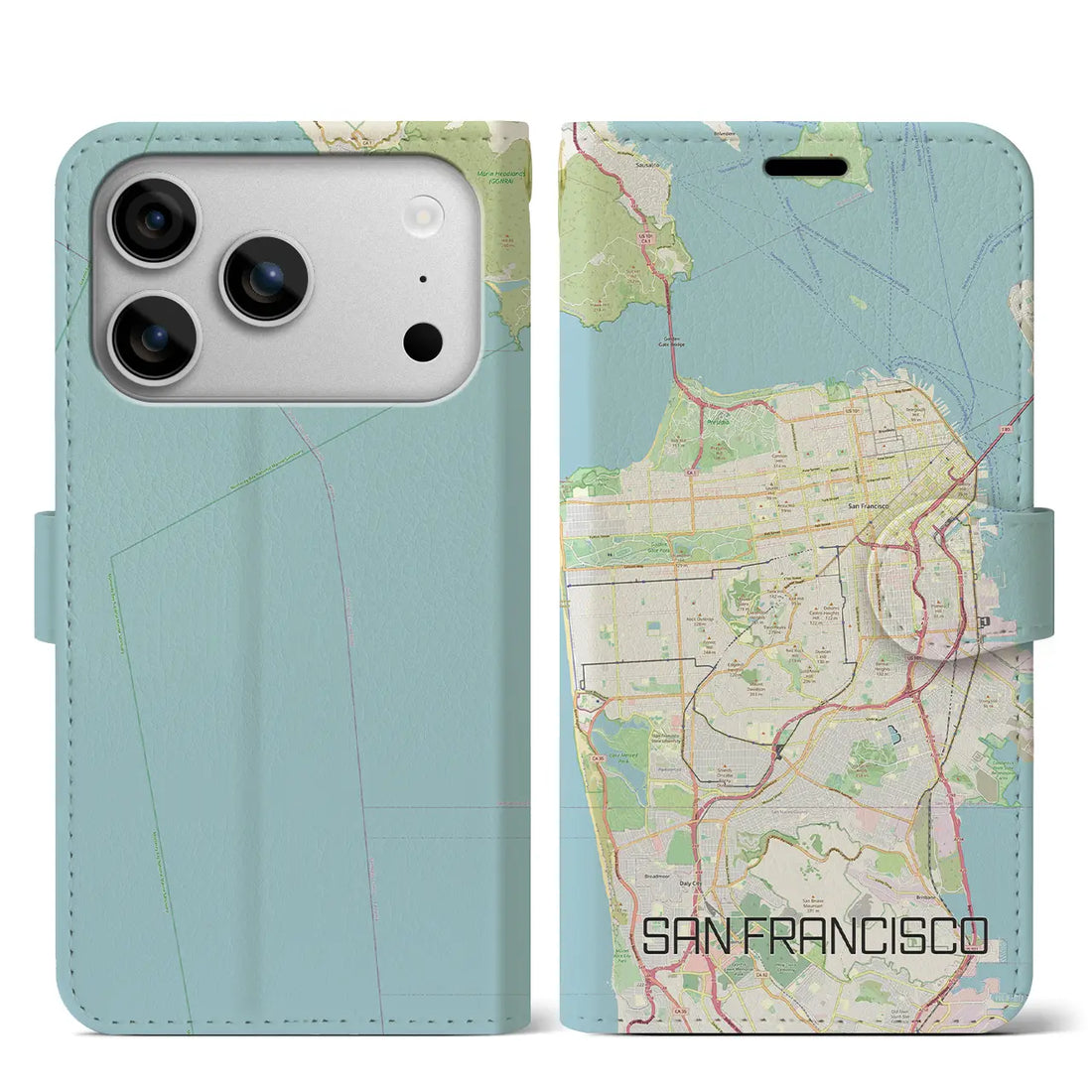 【サンフランシスコ(アメリカ)】地図柄iPhoneケース(手帳タイプ)モノトーン・iPhone 17 Pro Max 用