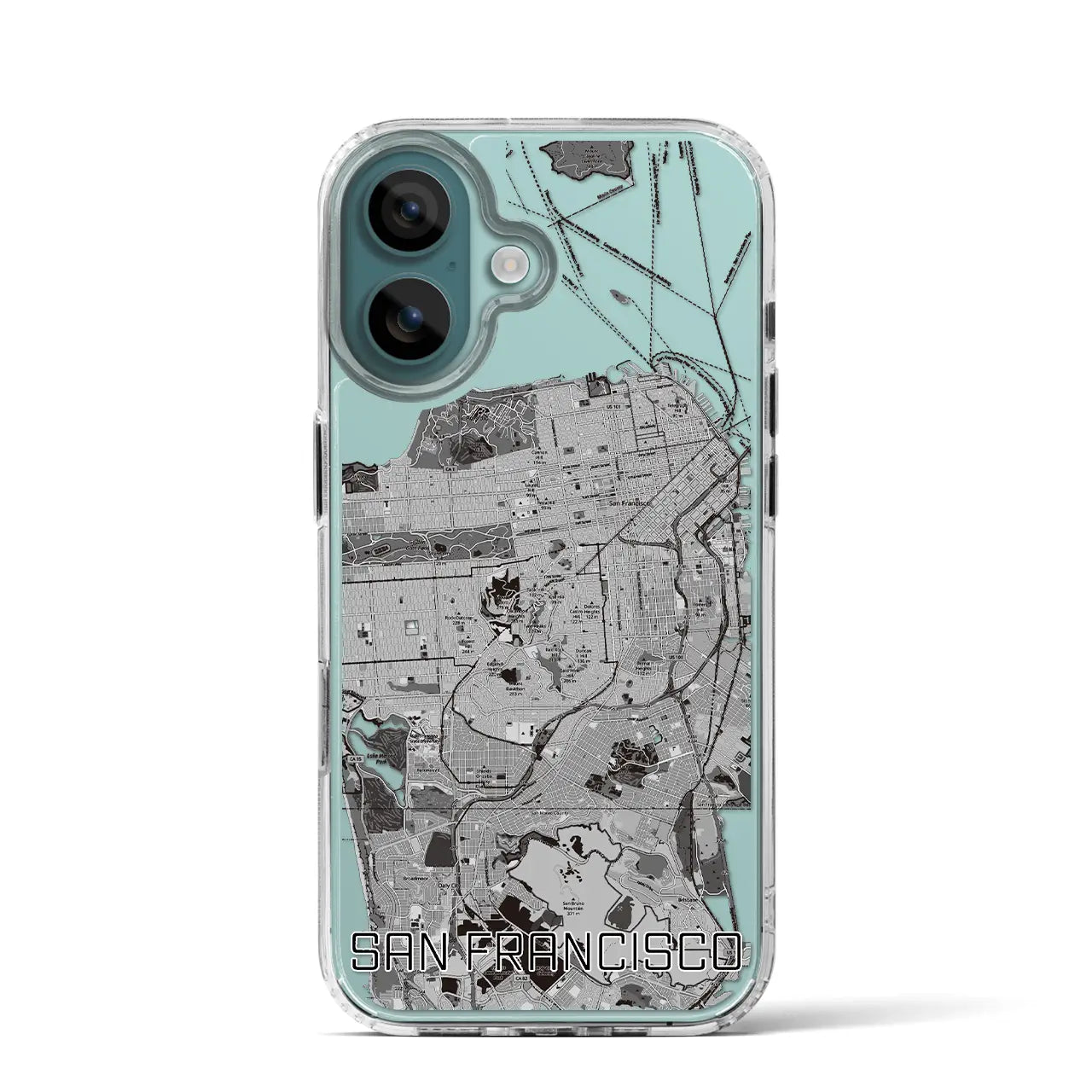 【サンフランシスコ(アメリカ)】地図柄iPhoneケース(MagSafeタイプ)モノトーン・iPhone 16 Pro 用