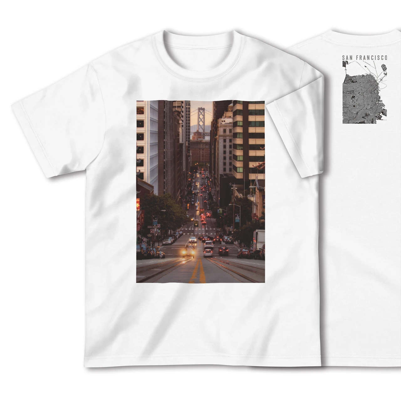 【サンフランシスコ(アメリカ)】Map World ハイクオリティTシャツ