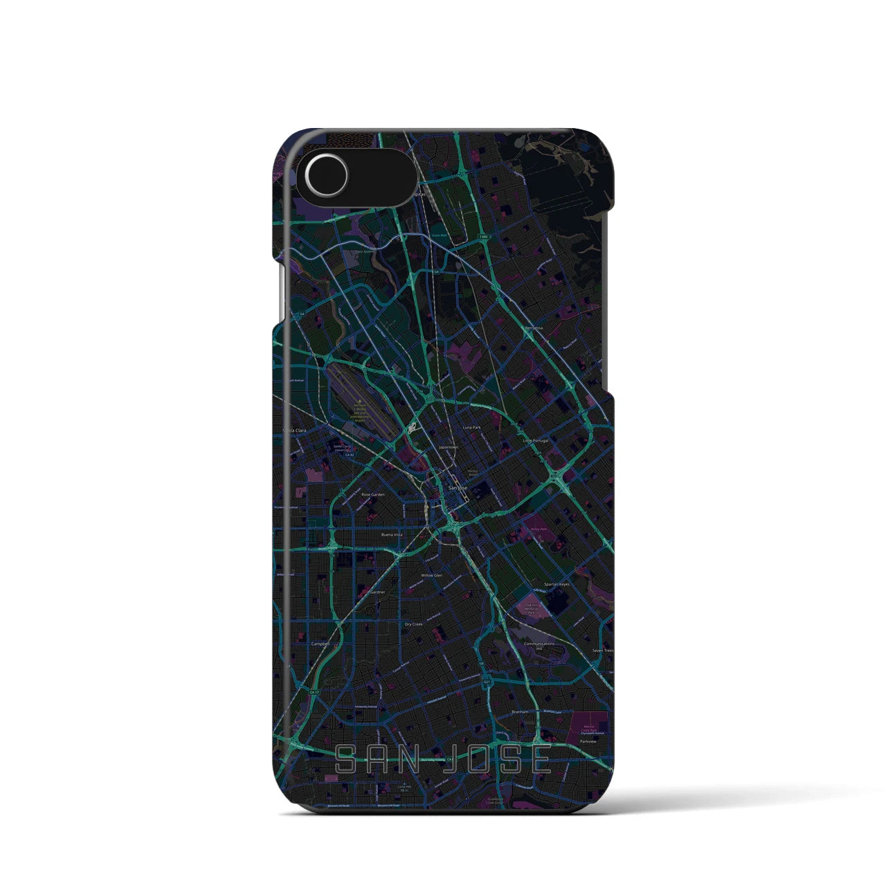 【サンノゼ(アメリカ)】地図柄iPhoneケース(バックカバータイプ)