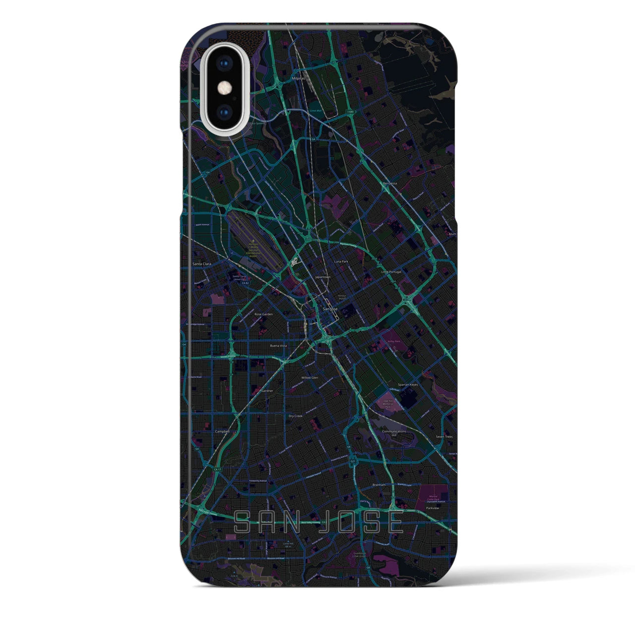【サンノゼ(アメリカ)】地図柄iPhoneケース(バックカバータイプ)