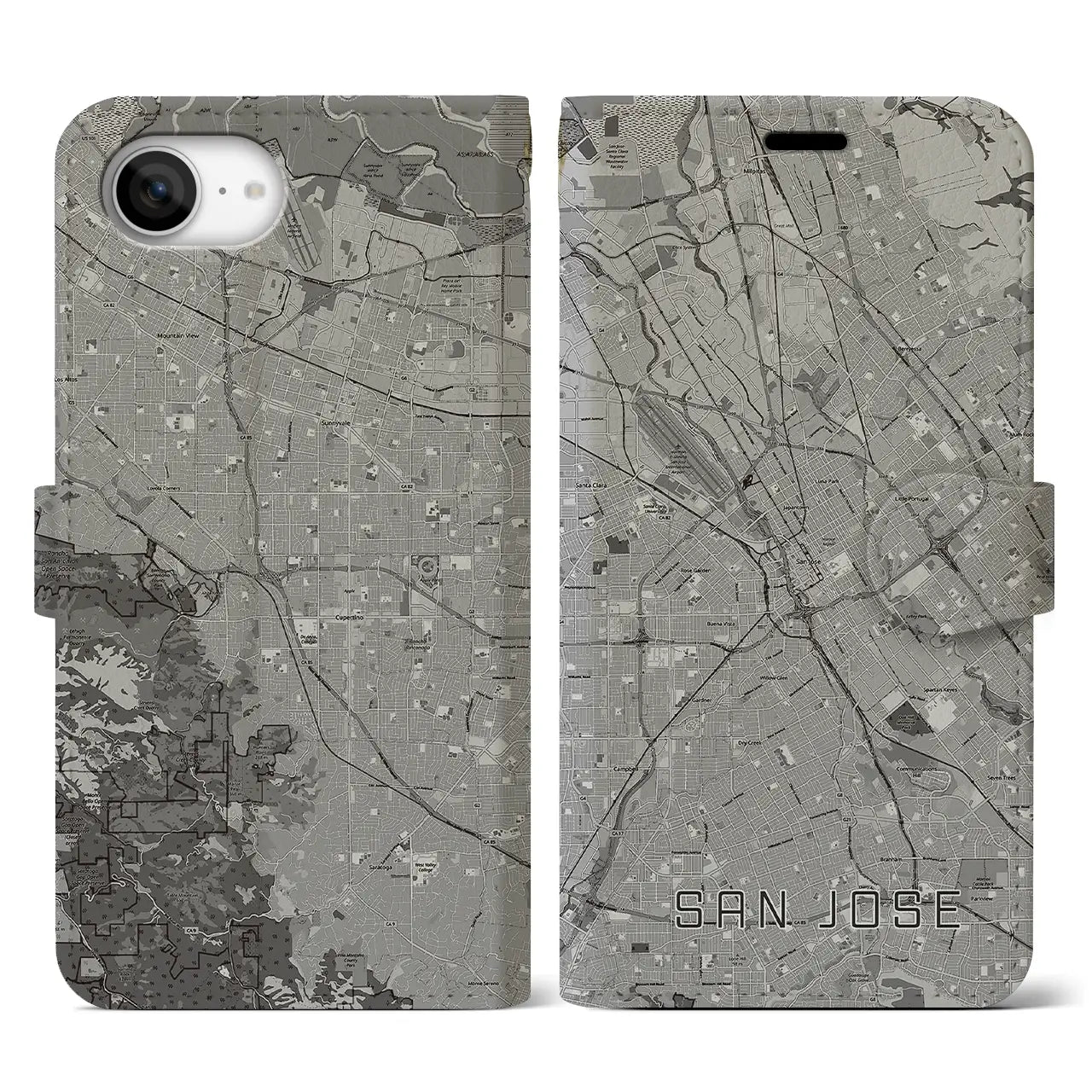 【サンノゼ(アメリカ)】地図柄iPhoneケース(手帳タイプ)