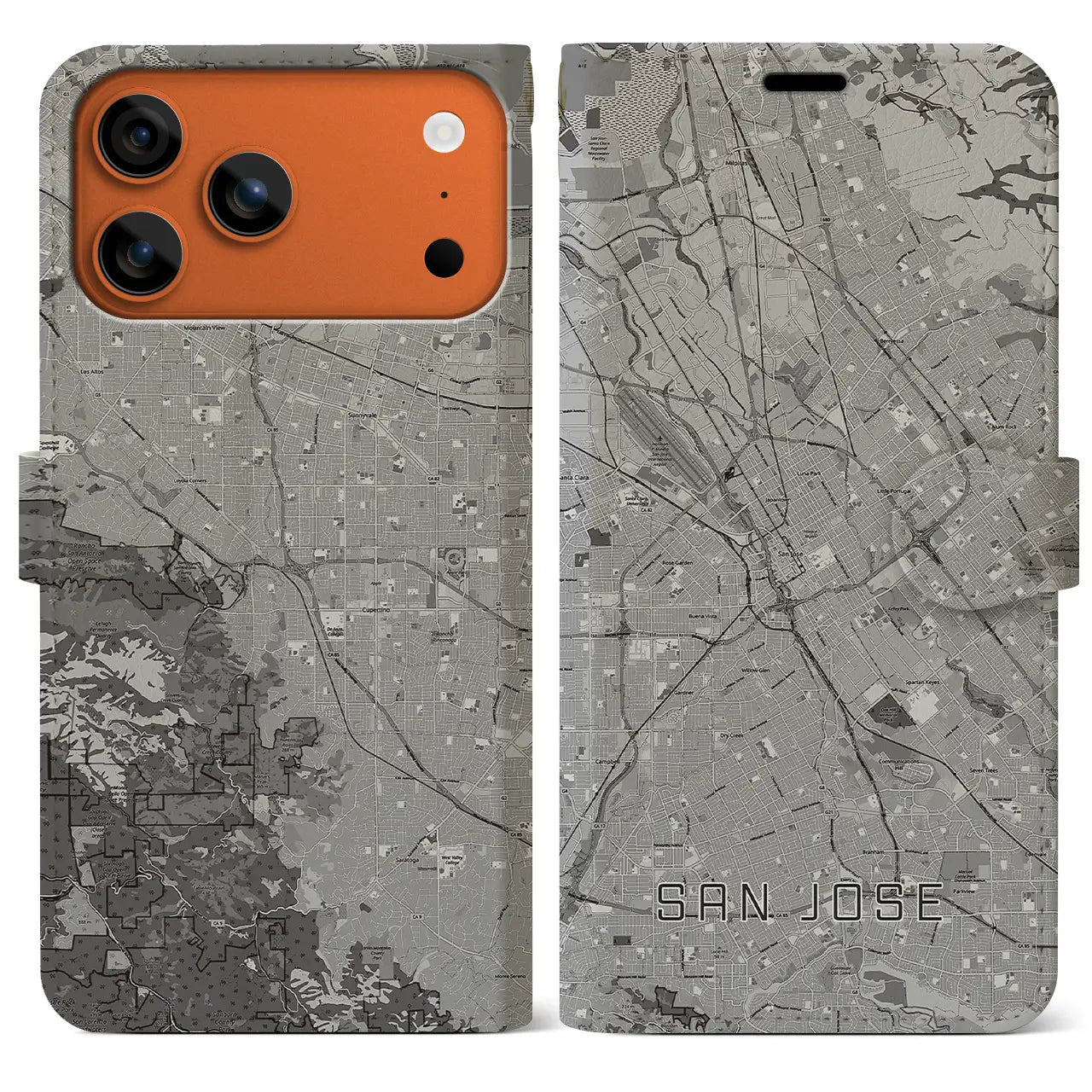 【サンノゼ(アメリカ)】地図柄iPhoneケース(手帳タイプ)