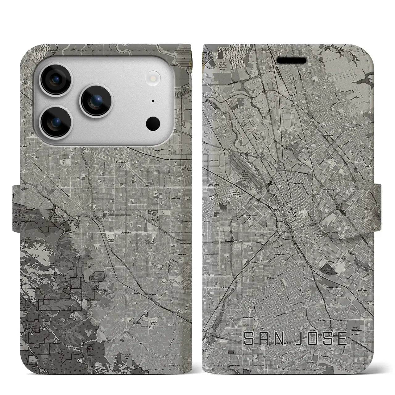 【サンノゼ(アメリカ)】地図柄iPhoneケース(手帳タイプ)