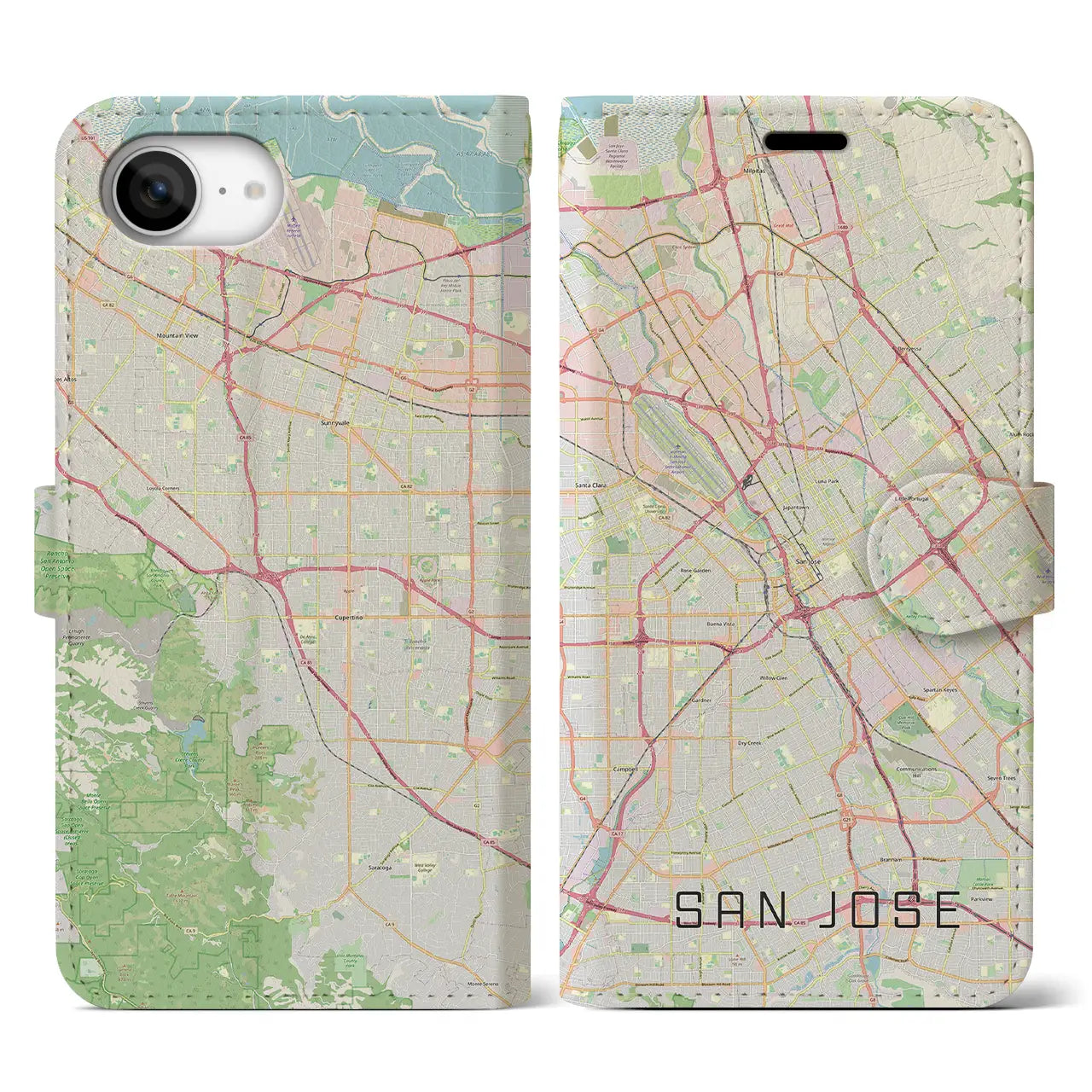 【サンノゼ(アメリカ)】地図柄iPhoneケース(手帳タイプ)