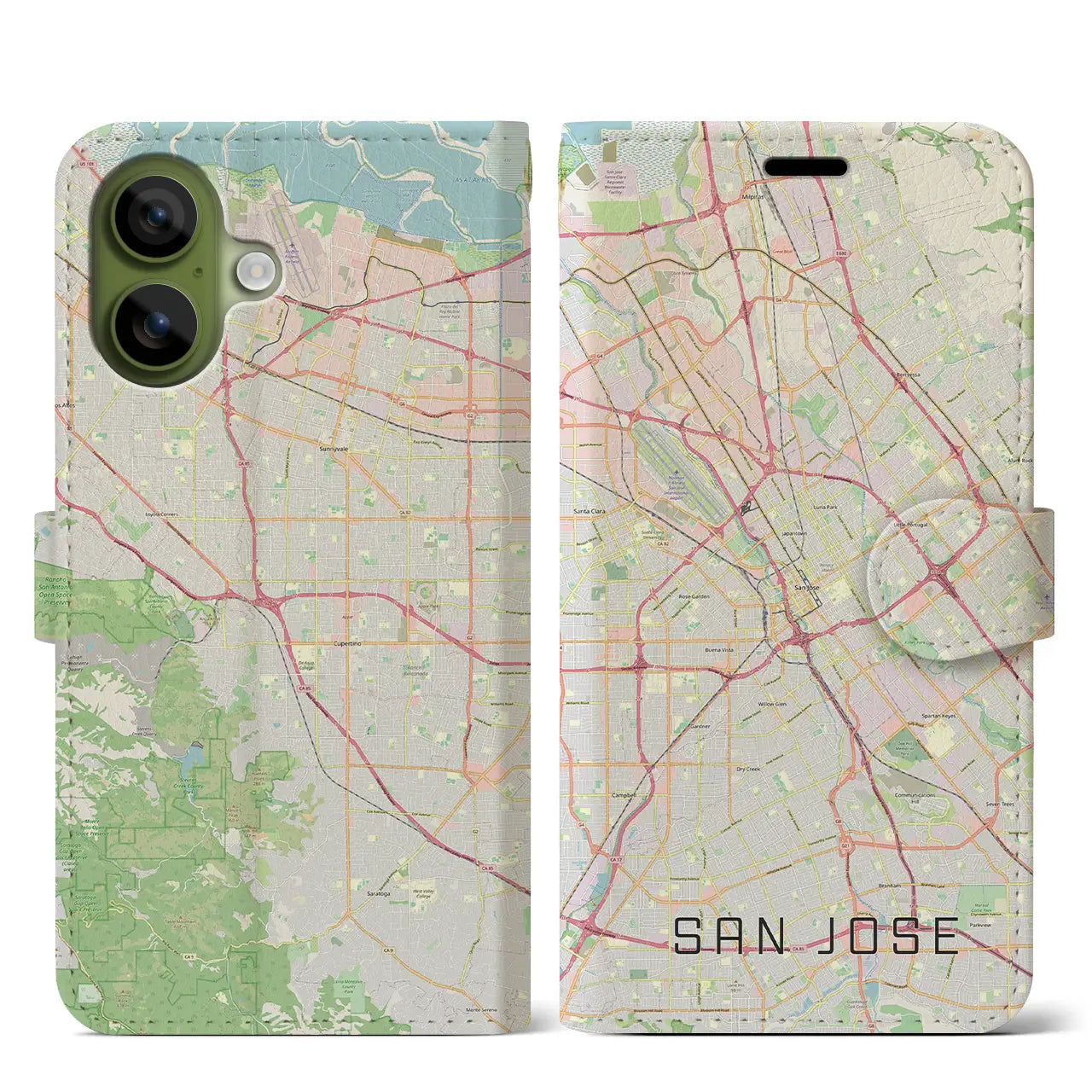 【サンノゼ(アメリカ)】地図柄iPhoneケース(手帳タイプ)