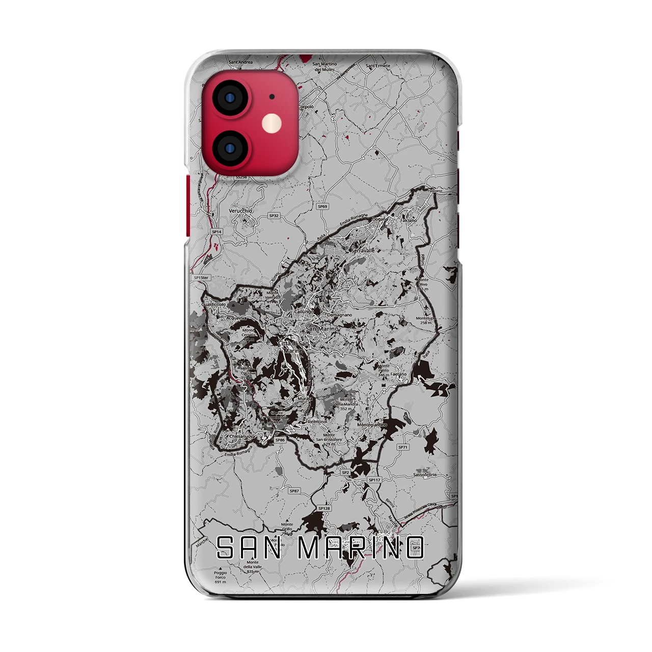【サンマリノ】地図柄iPhoneケース(クリアタイプ)モノトーン・iPhone 11 用