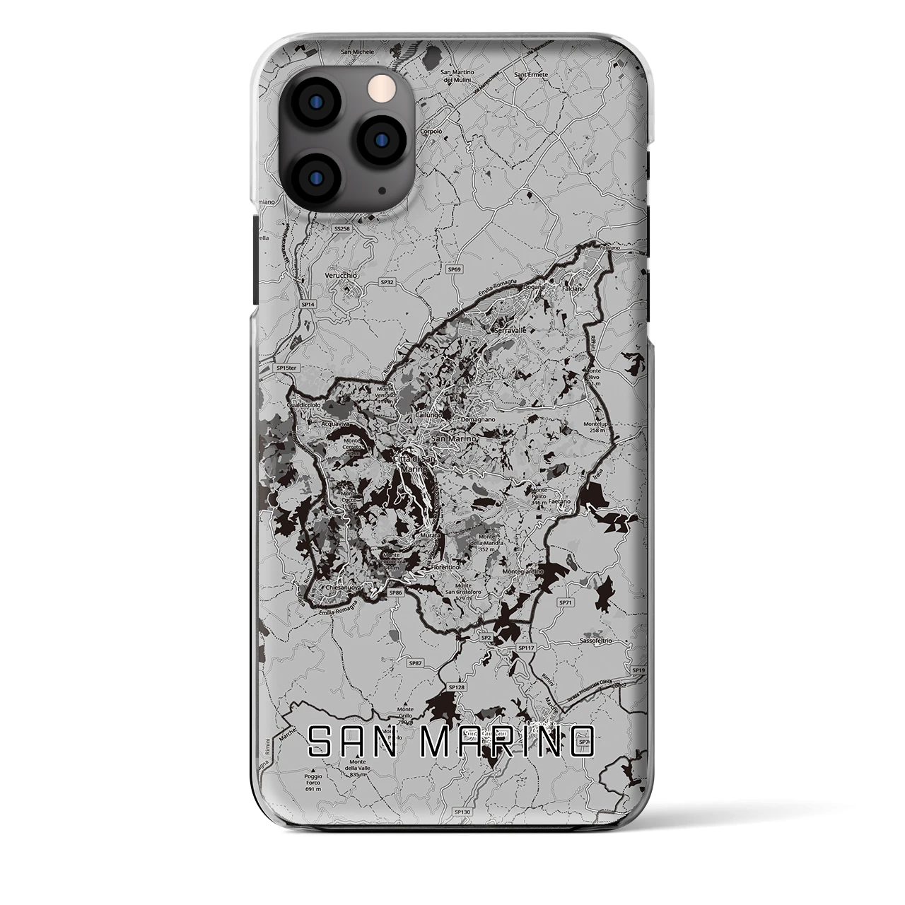 【サンマリノ】地図柄iPhoneケース(クリアタイプ)モノトーン・iPhone 11 Pro Max 用