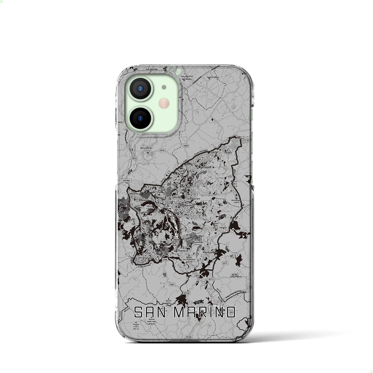 【サンマリノ】地図柄iPhoneケース(クリアタイプ)モノトーン・iPhone 12 mini 用