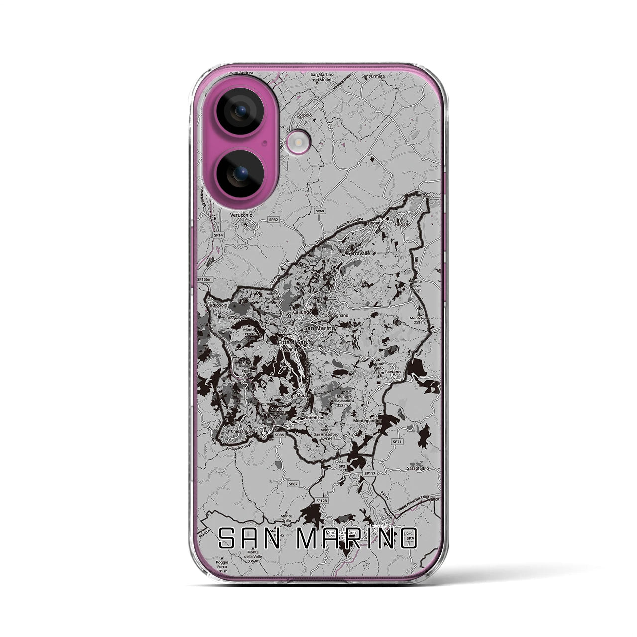 【サンマリノ】地図柄iPhoneケース(クリアタイプ)モノトーン・iPhone 16 Pro 用
