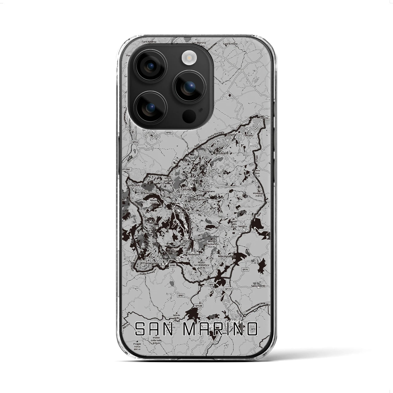 【サンマリノ】地図柄iPhoneケース(クリアタイプ)モノトーン・iPhone 16 用