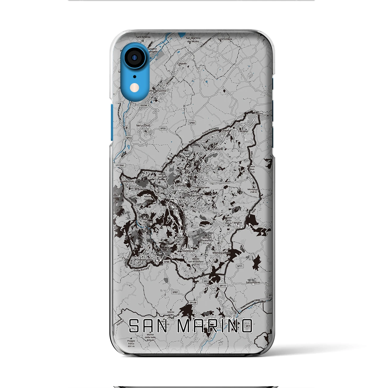 【サンマリノ】地図柄iPhoneケース(クリアタイプ)モノトーン・iPhone XR 用