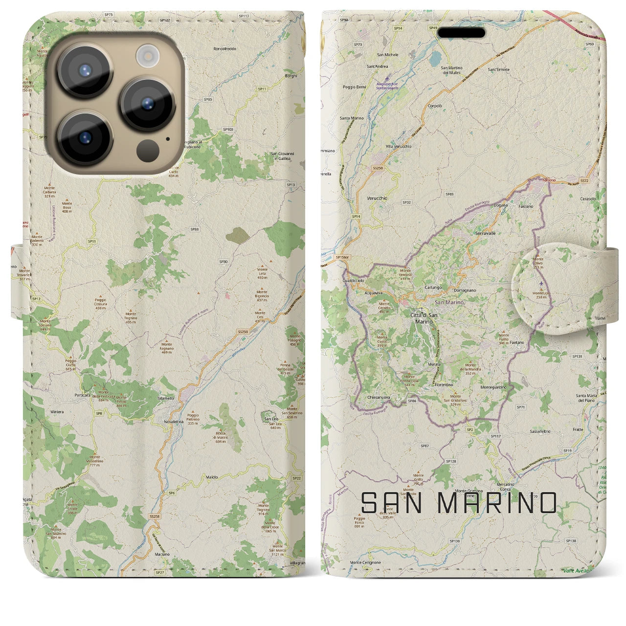 【サンマリノ】地図柄iPhoneケース(手帳タイプ)