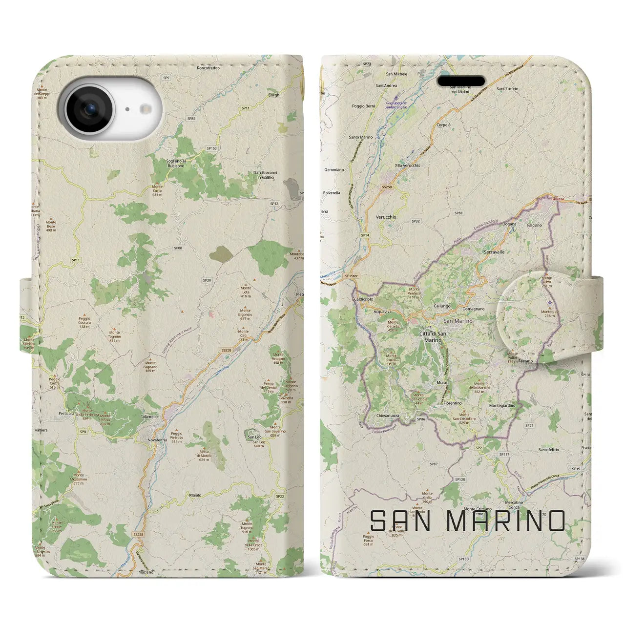 【サンマリノ】地図柄iPhoneケース(手帳タイプ)