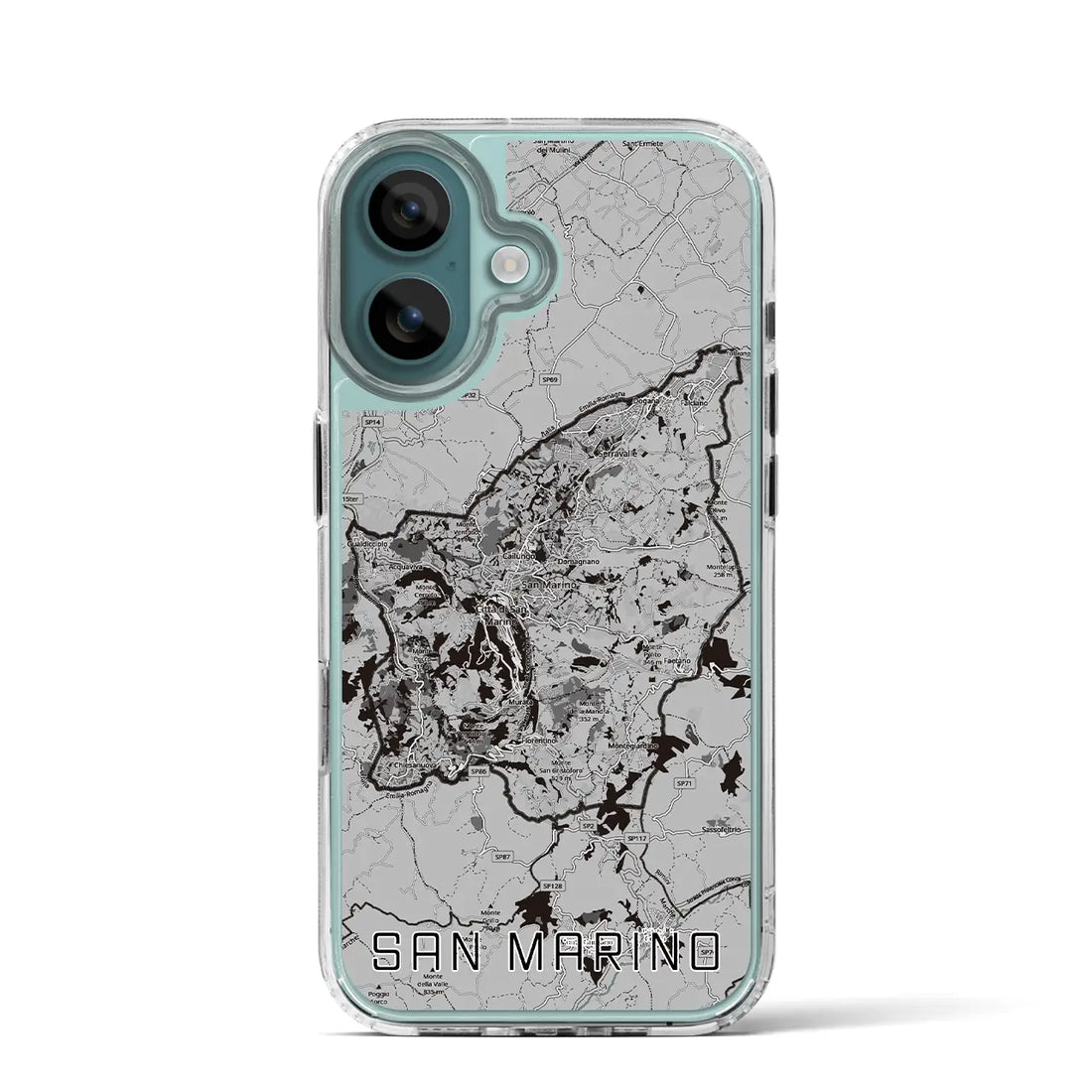 【サンマリノ】地図柄iPhoneケース(MagSafeタイプ)モノトーン・iPhone 16 Pro 用