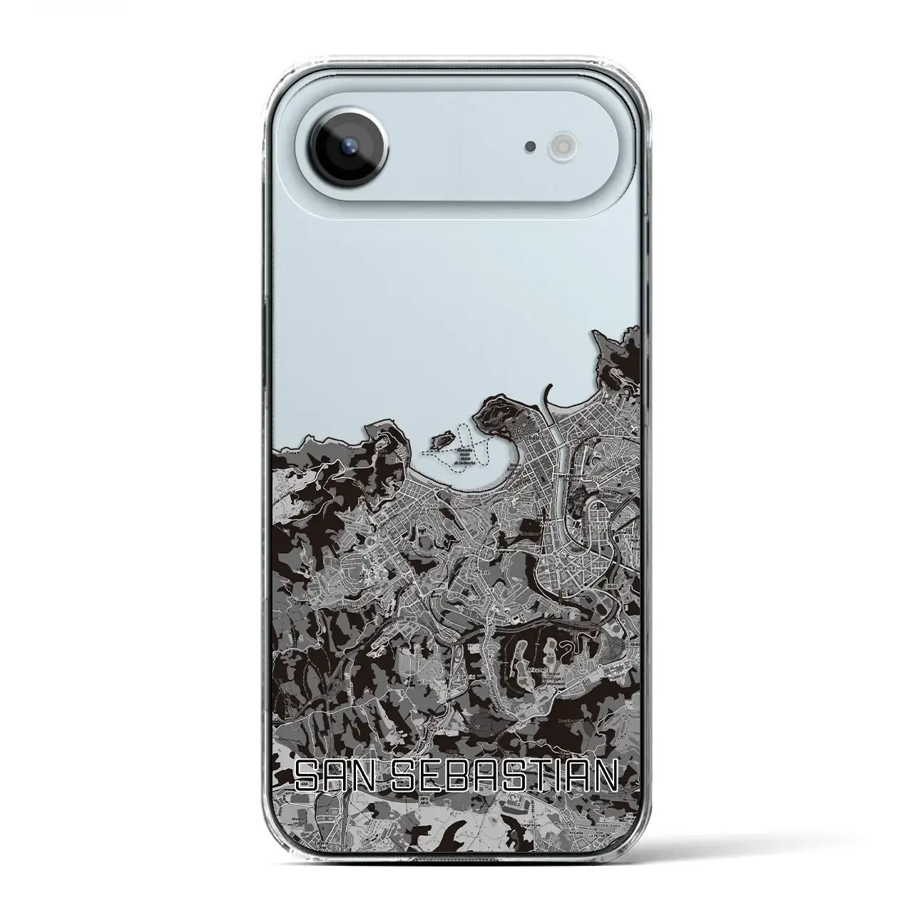 【サン・セバスティアン(スペイン)】地図柄iPhoneケース(クリアタイプ)モノトーン・iPhone 17 Pro Max 用