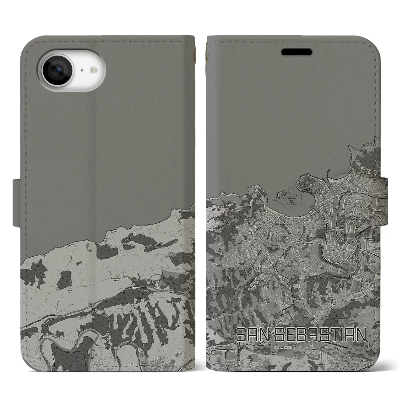 【サン・セバスティアン(スペイン)】地図柄iPhoneケース(手帳タイプ)