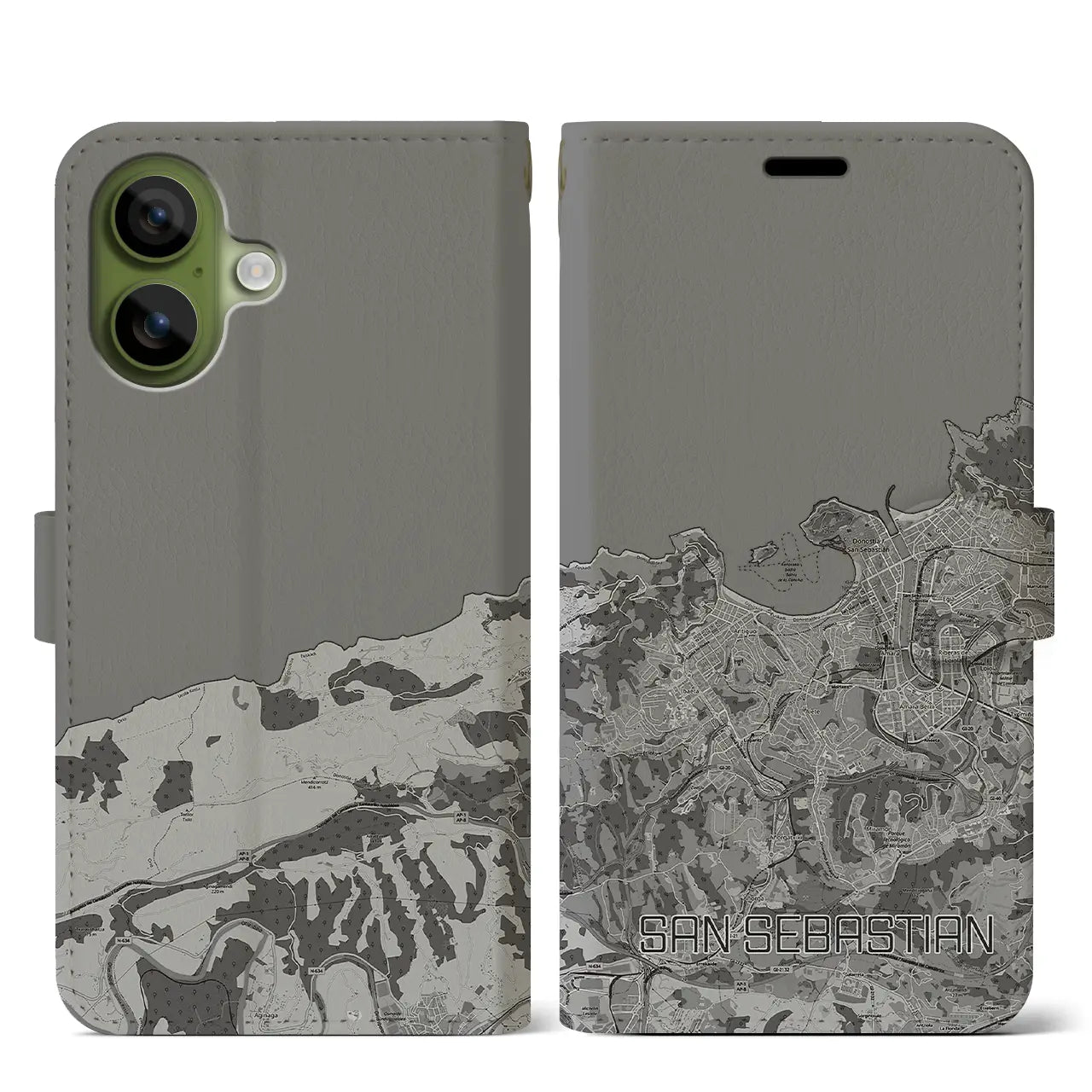 【サン・セバスティアン(スペイン)】地図柄iPhoneケース(手帳タイプ)