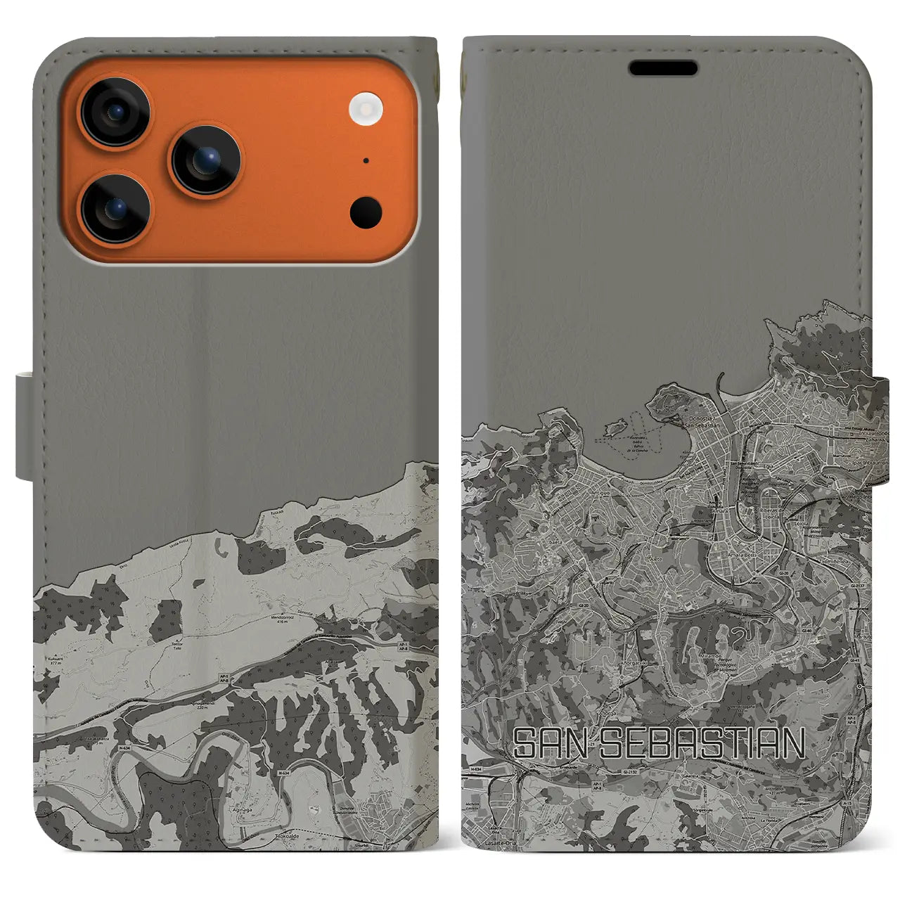【サン・セバスティアン(スペイン)】地図柄iPhoneケース(手帳タイプ)