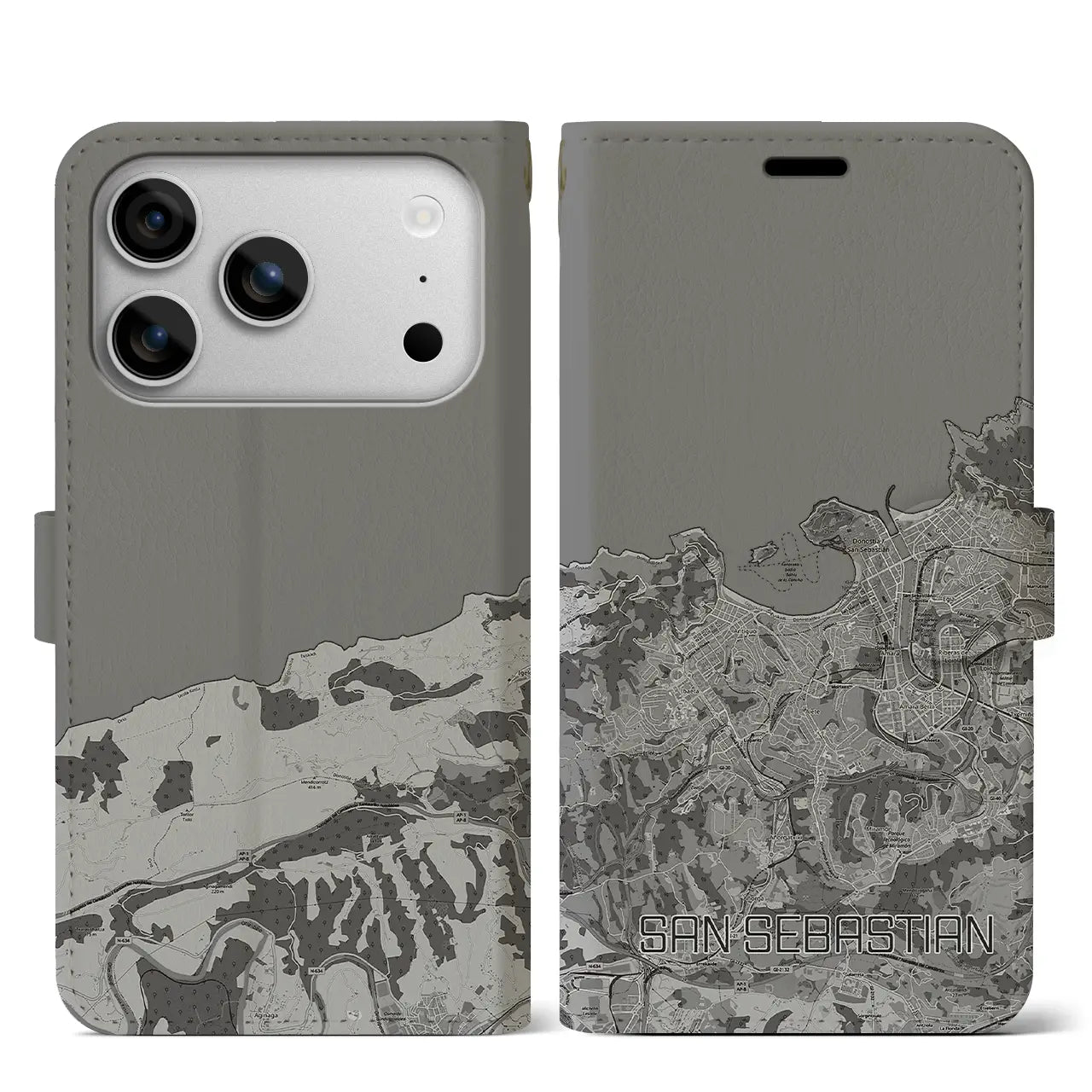 【サン・セバスティアン(スペイン)】地図柄iPhoneケース(手帳タイプ)