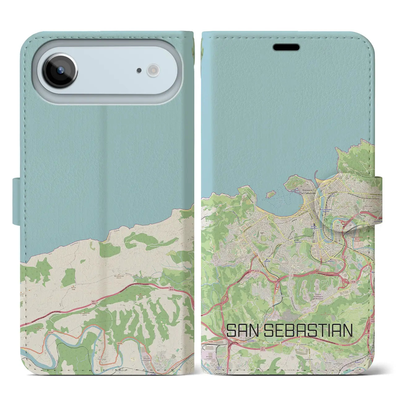 【サン・セバスティアン(スペイン)】地図柄iPhoneケース(手帳タイプ)