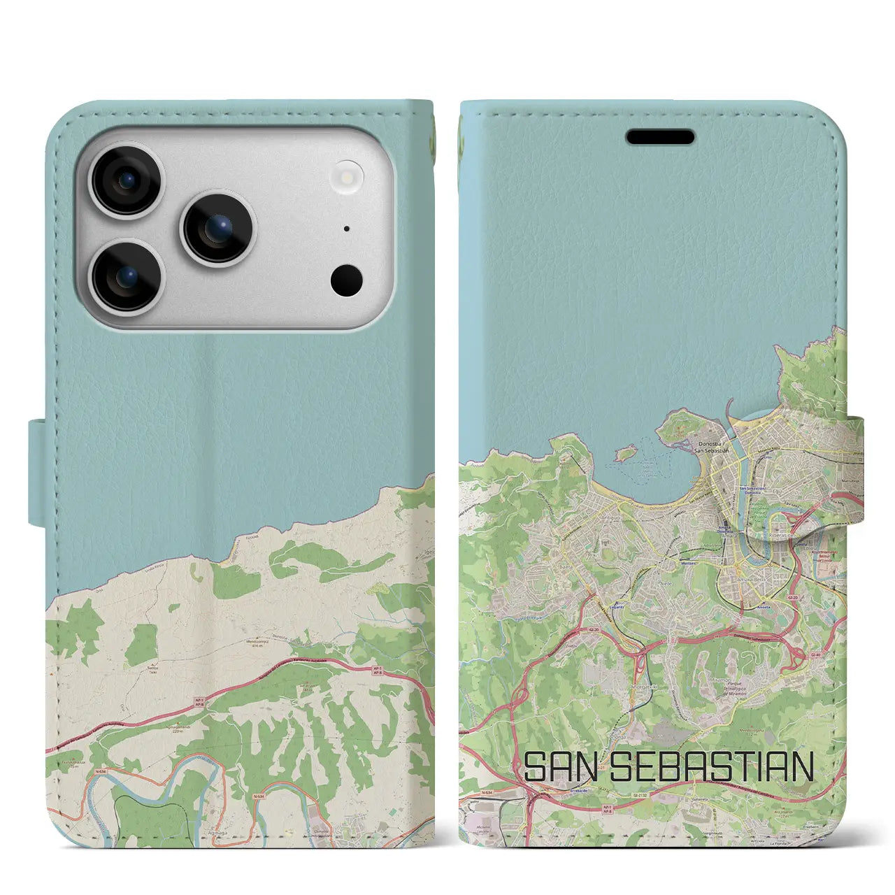 【サン・セバスティアン(スペイン)】地図柄iPhoneケース(手帳タイプ)