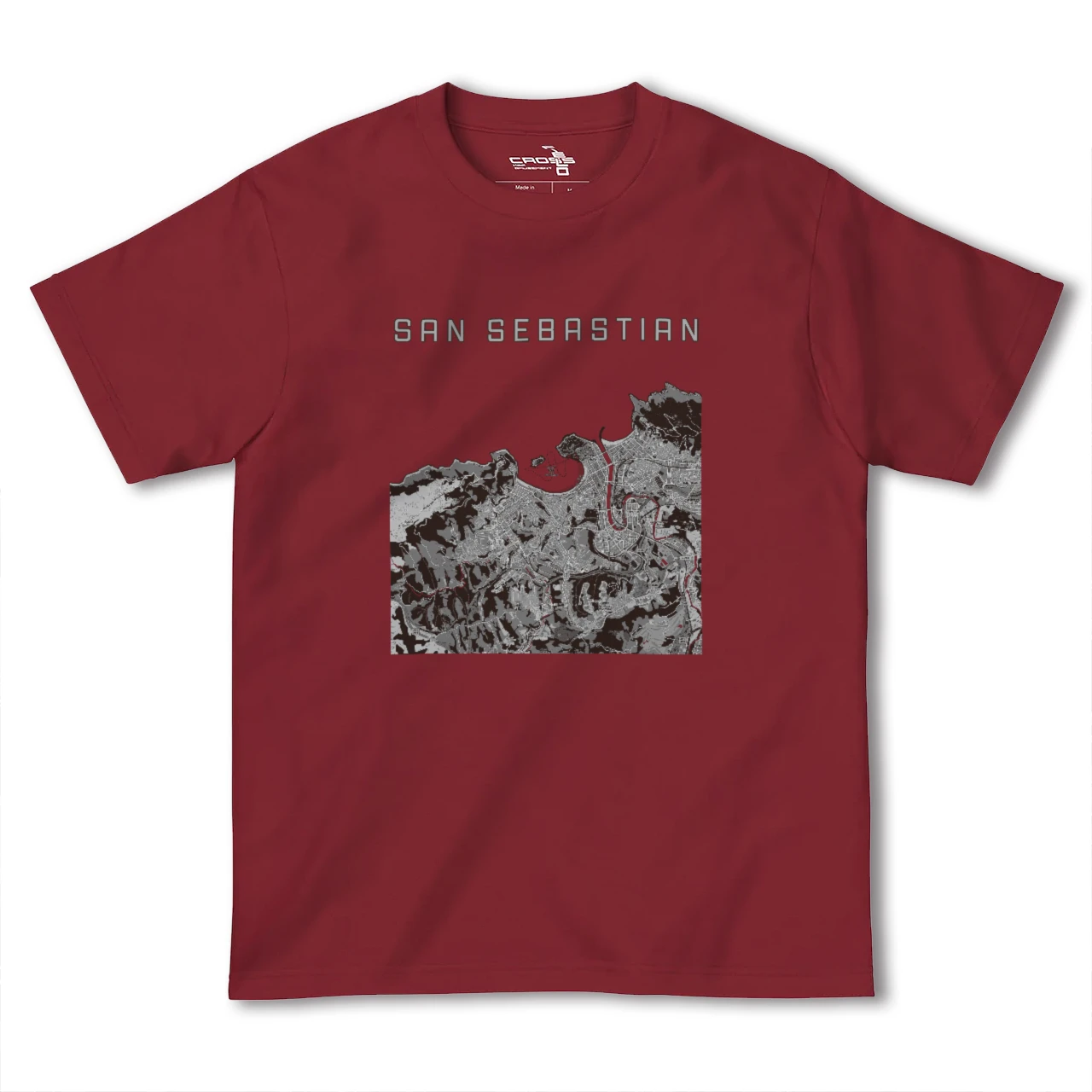 【サン・セバスティアン(スペイン)】地図柄ヘビーウェイトTシャツ