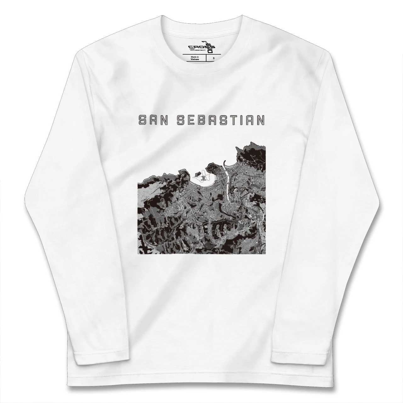 【サン・セバスティアン(スペイン)】地図柄ロングスリーブTシャツ