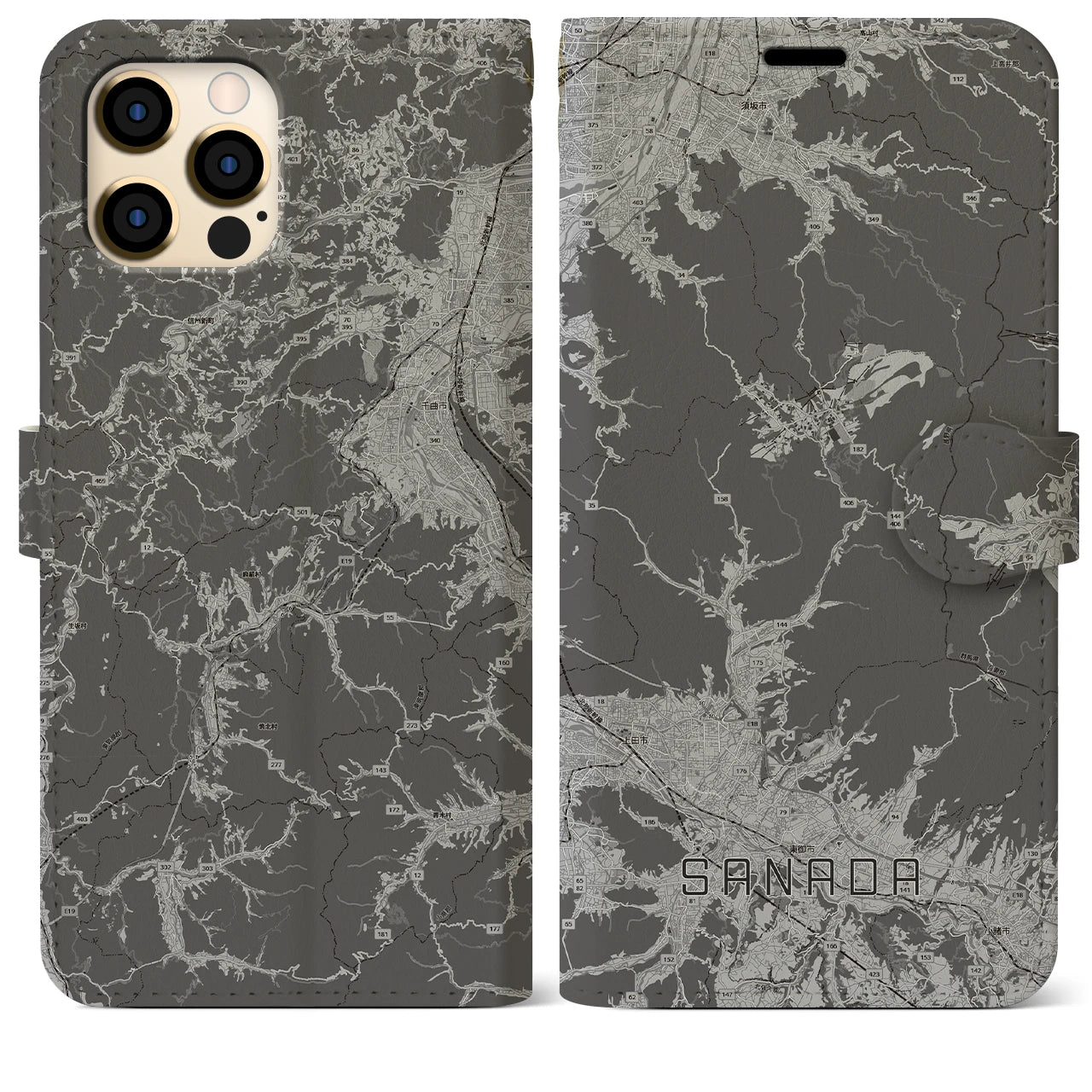 【真田(長野県)】地図柄iPhoneケース(手帳タイプ)