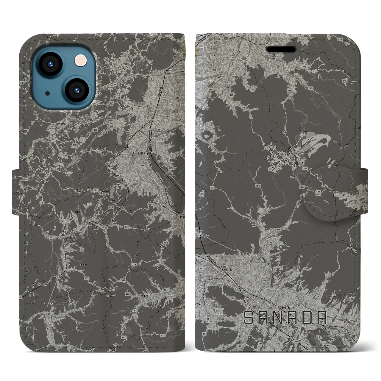 【真田(長野県)】地図柄iPhoneケース(手帳タイプ)