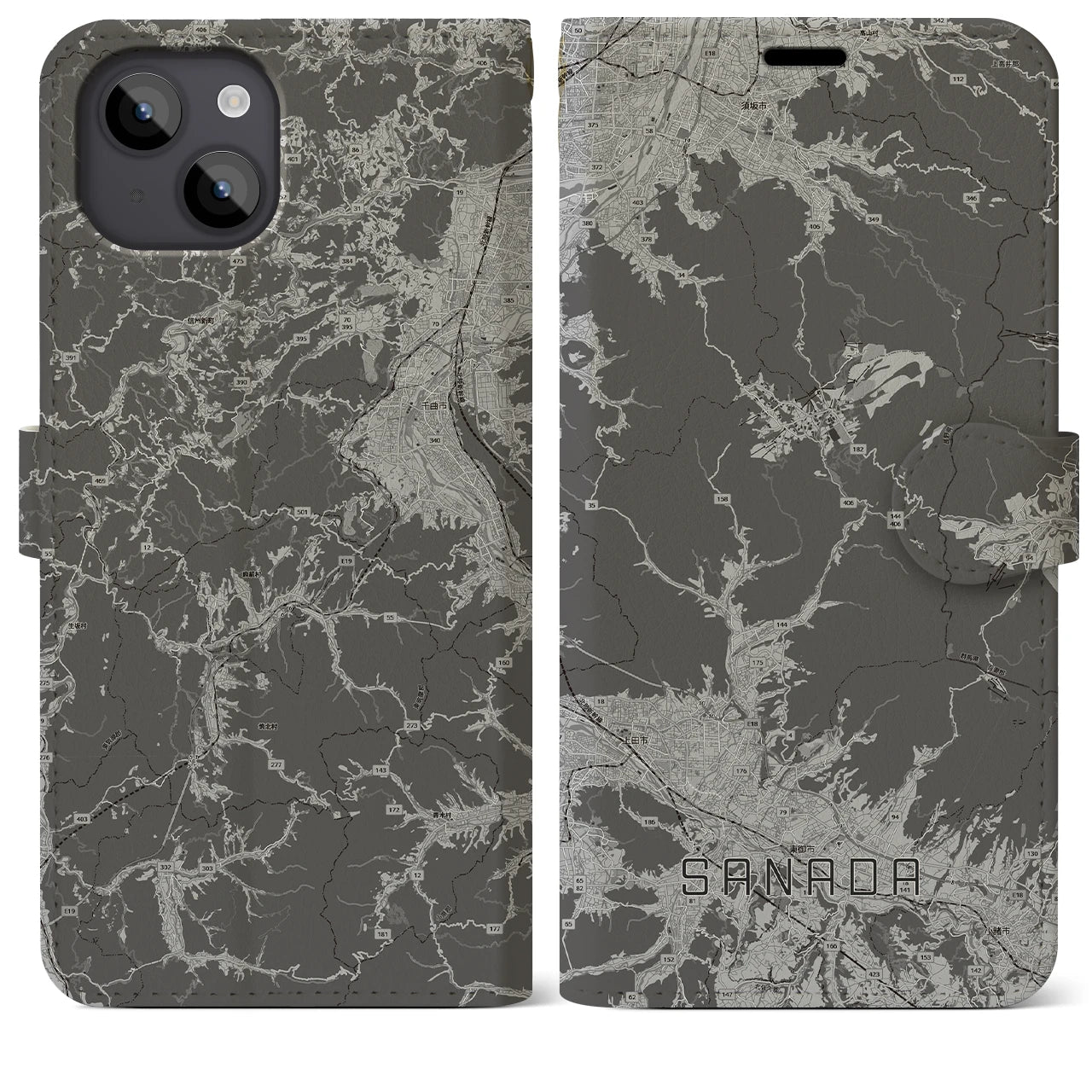 【真田(長野県)】地図柄iPhoneケース(手帳タイプ)