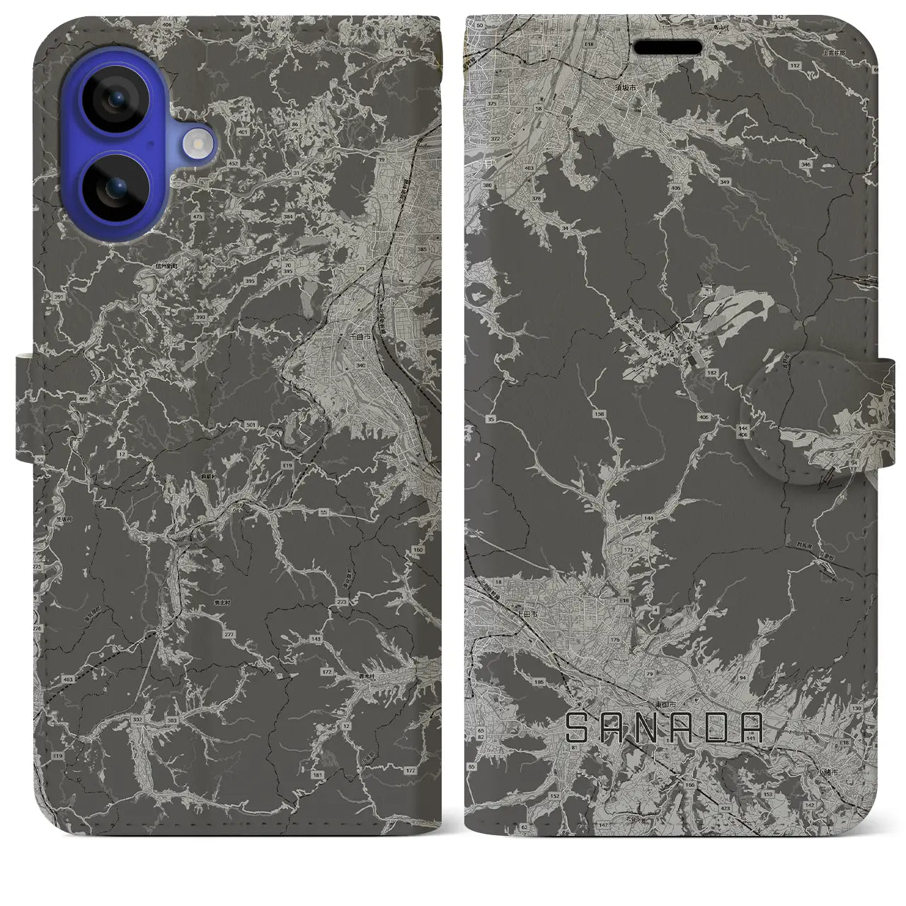 【真田(長野県)】地図柄iPhoneケース(手帳タイプ)