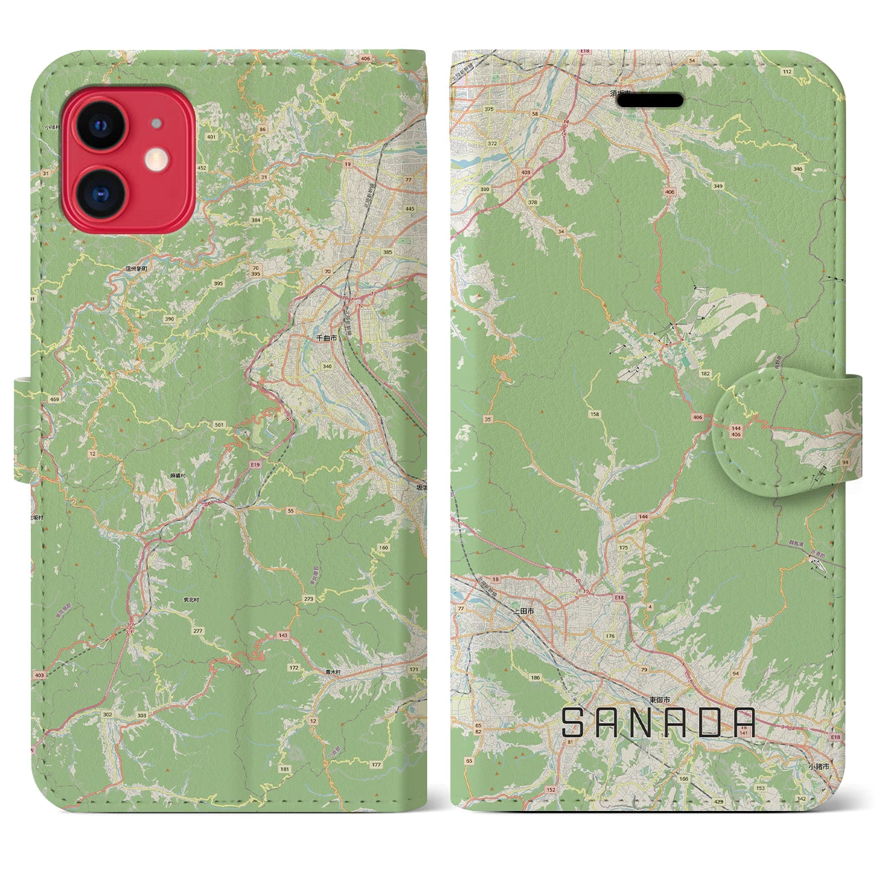 【真田(長野県)】地図柄iPhoneケース(手帳タイプ)