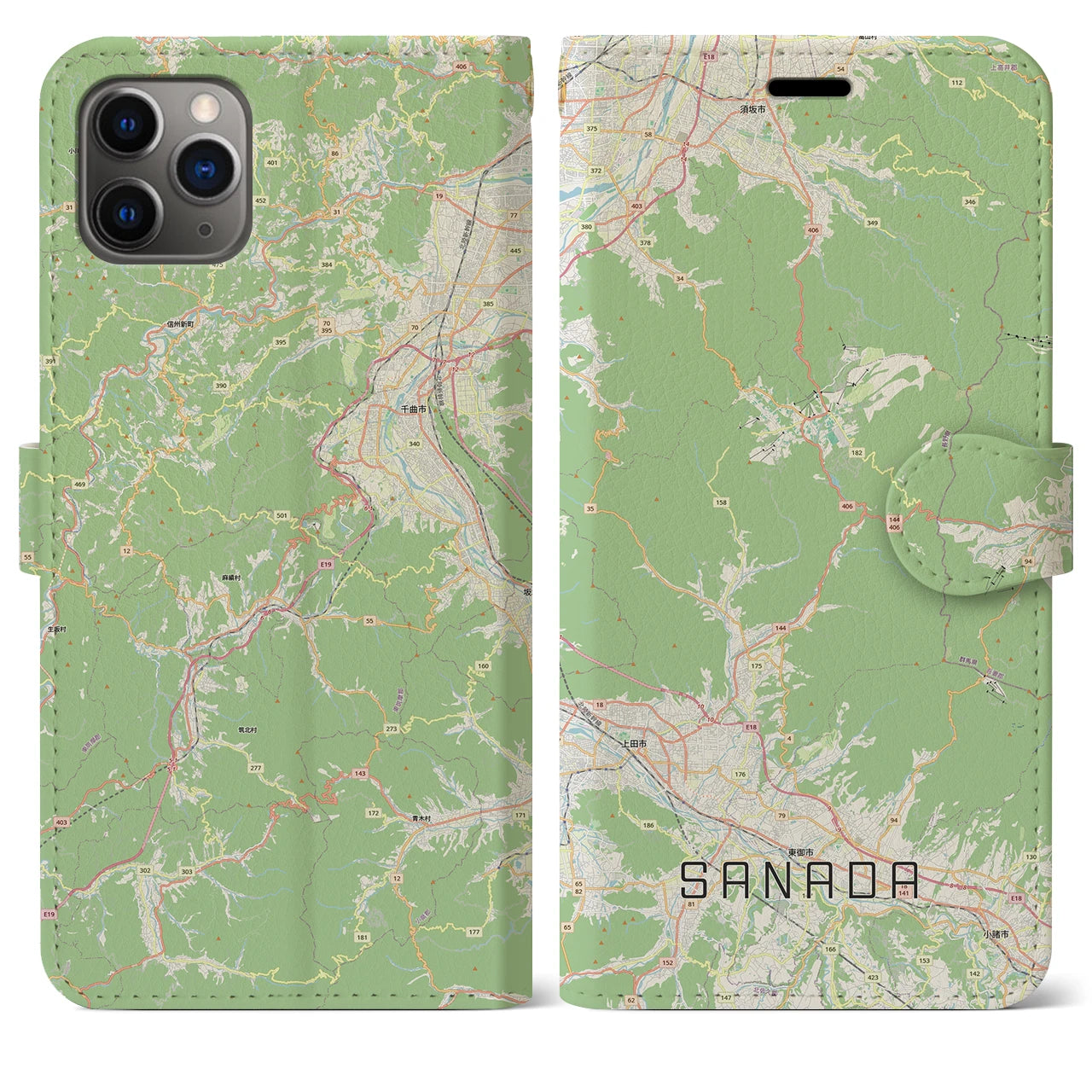 【真田(長野県)】地図柄iPhoneケース(手帳タイプ)