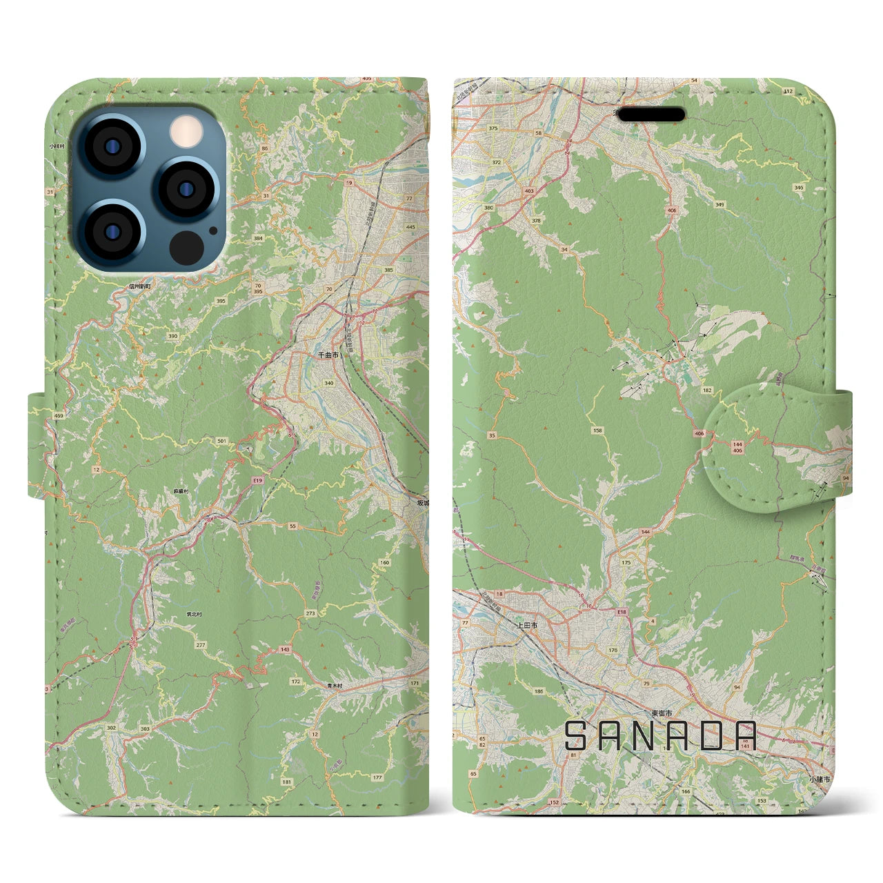 【真田(長野県)】地図柄iPhoneケース(手帳タイプ)