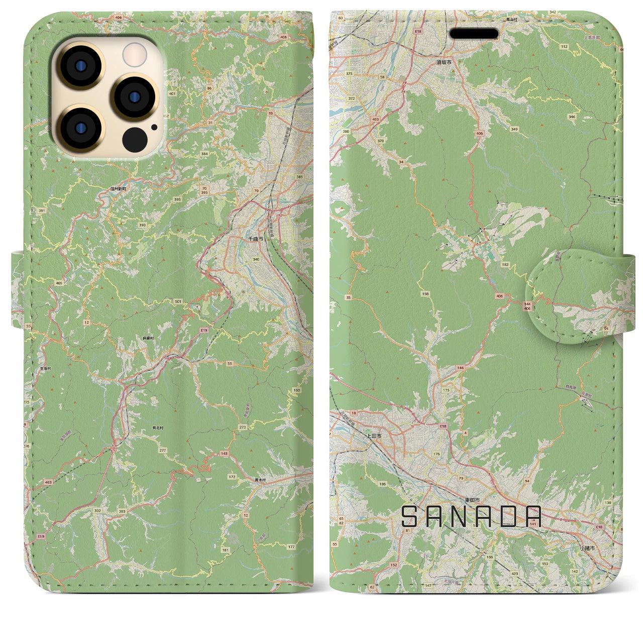 【真田(長野県)】地図柄iPhoneケース(手帳タイプ)